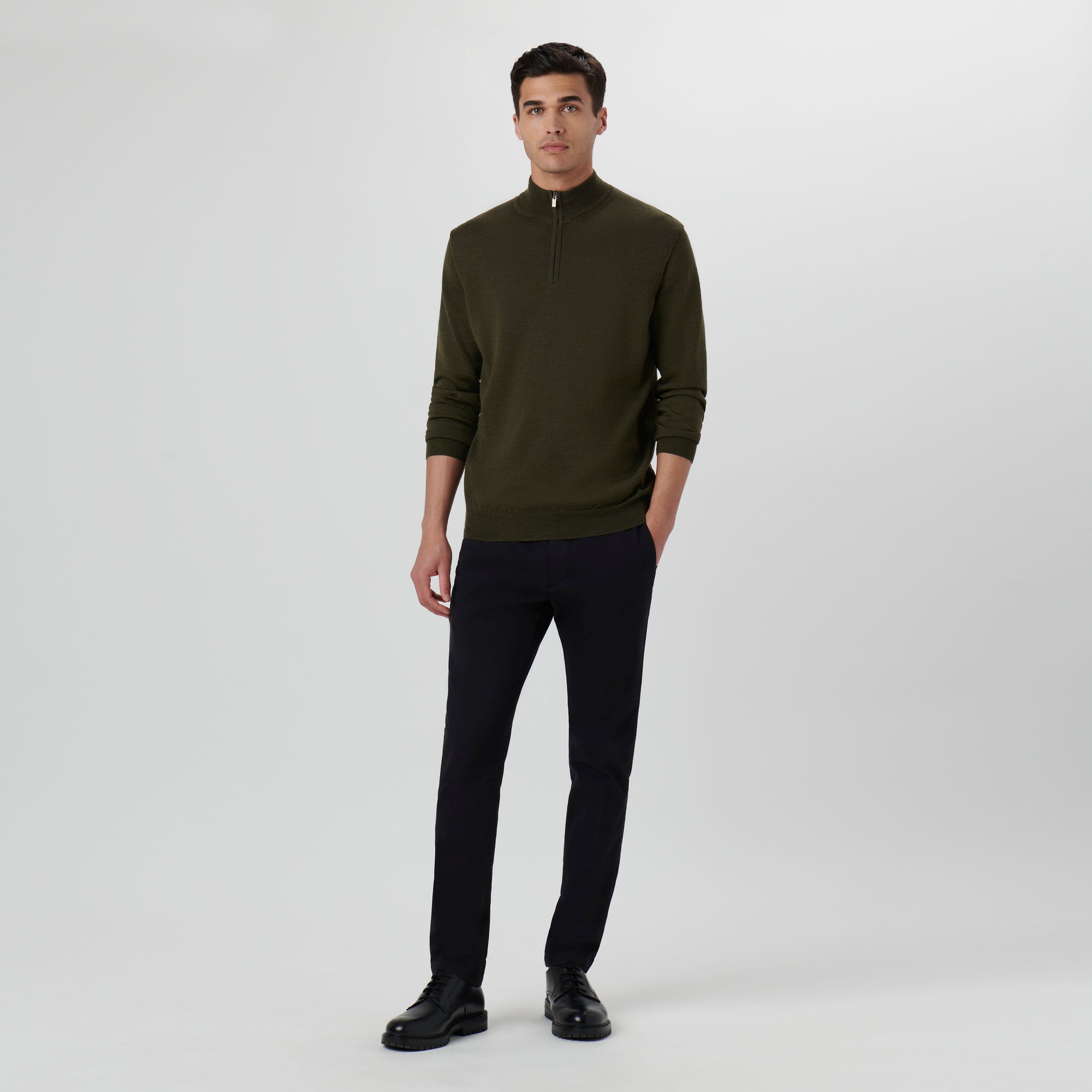 Super Merino Solid Quarter Zip Sweater
