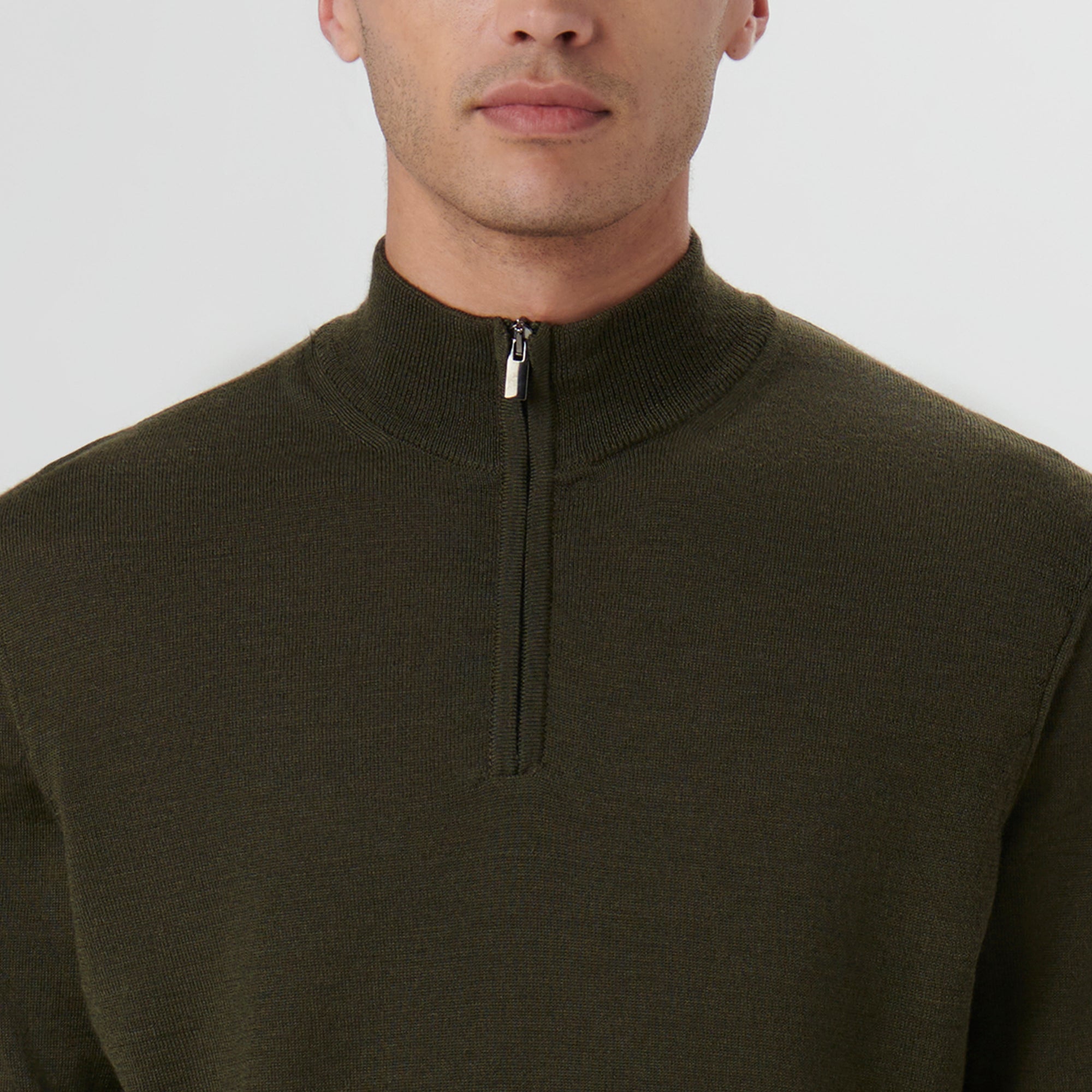 Super Merino Solid Quarter Zip Sweater