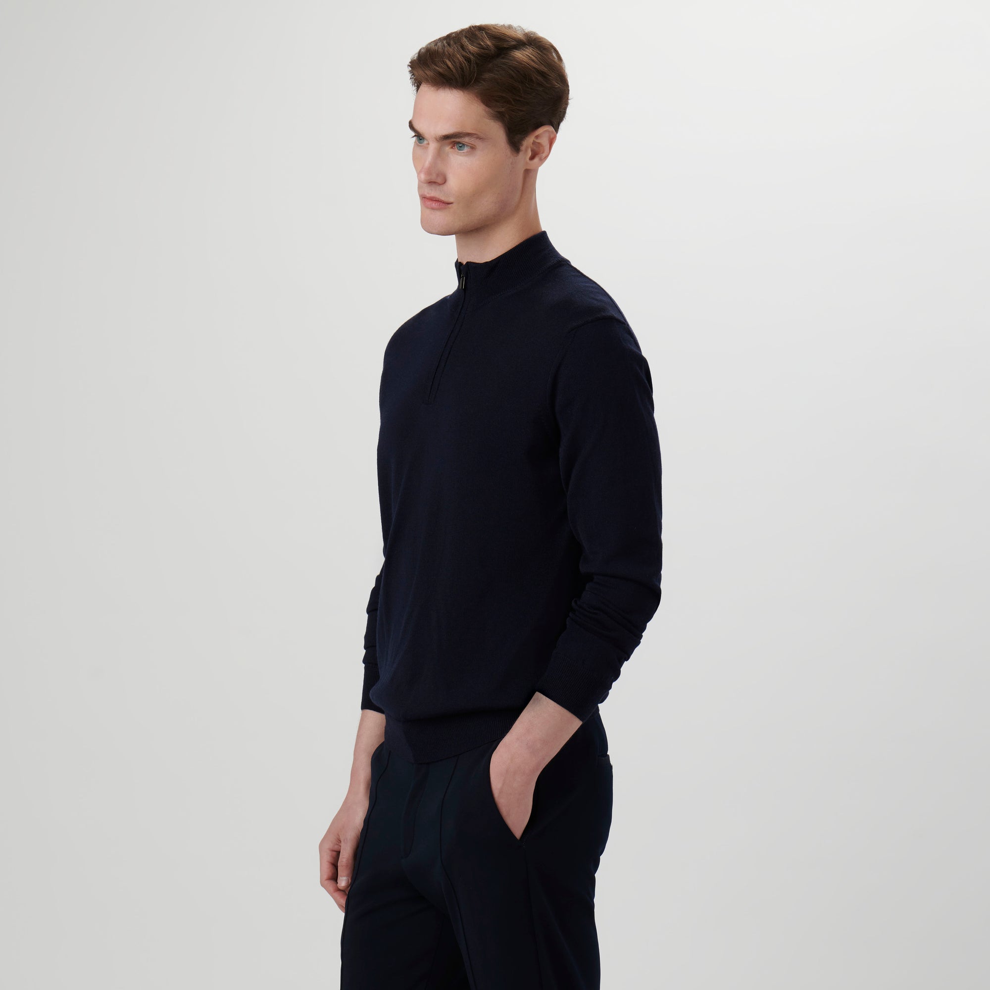 Super Merino Solid Quarter Zip Sweater