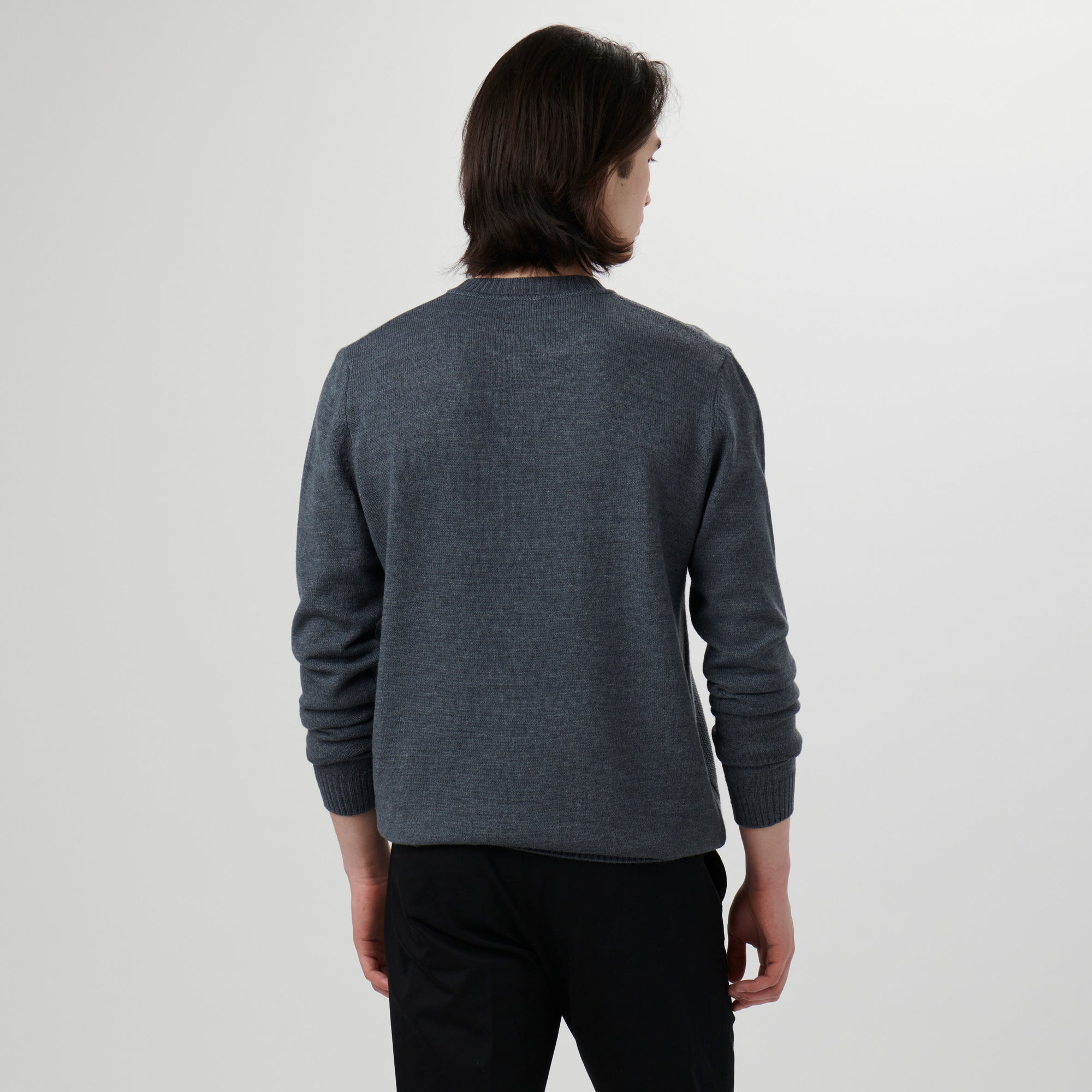 Solid Jacquard Crew Neck Sweater