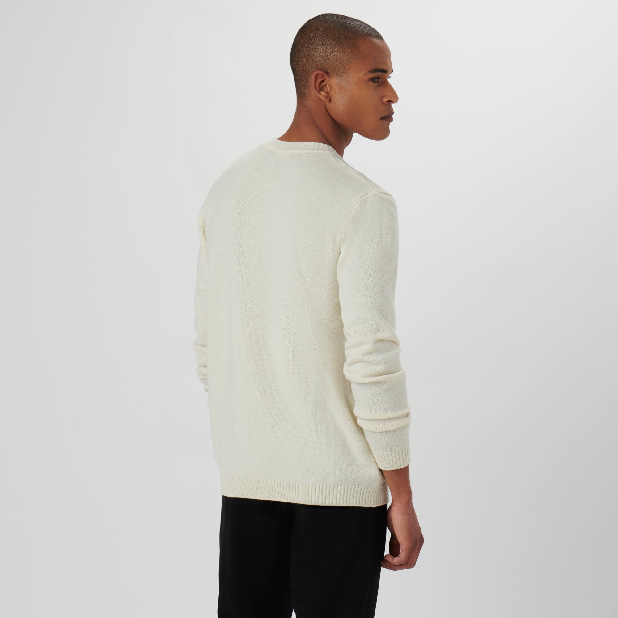 Solid Jacquard Crew Neck Sweater