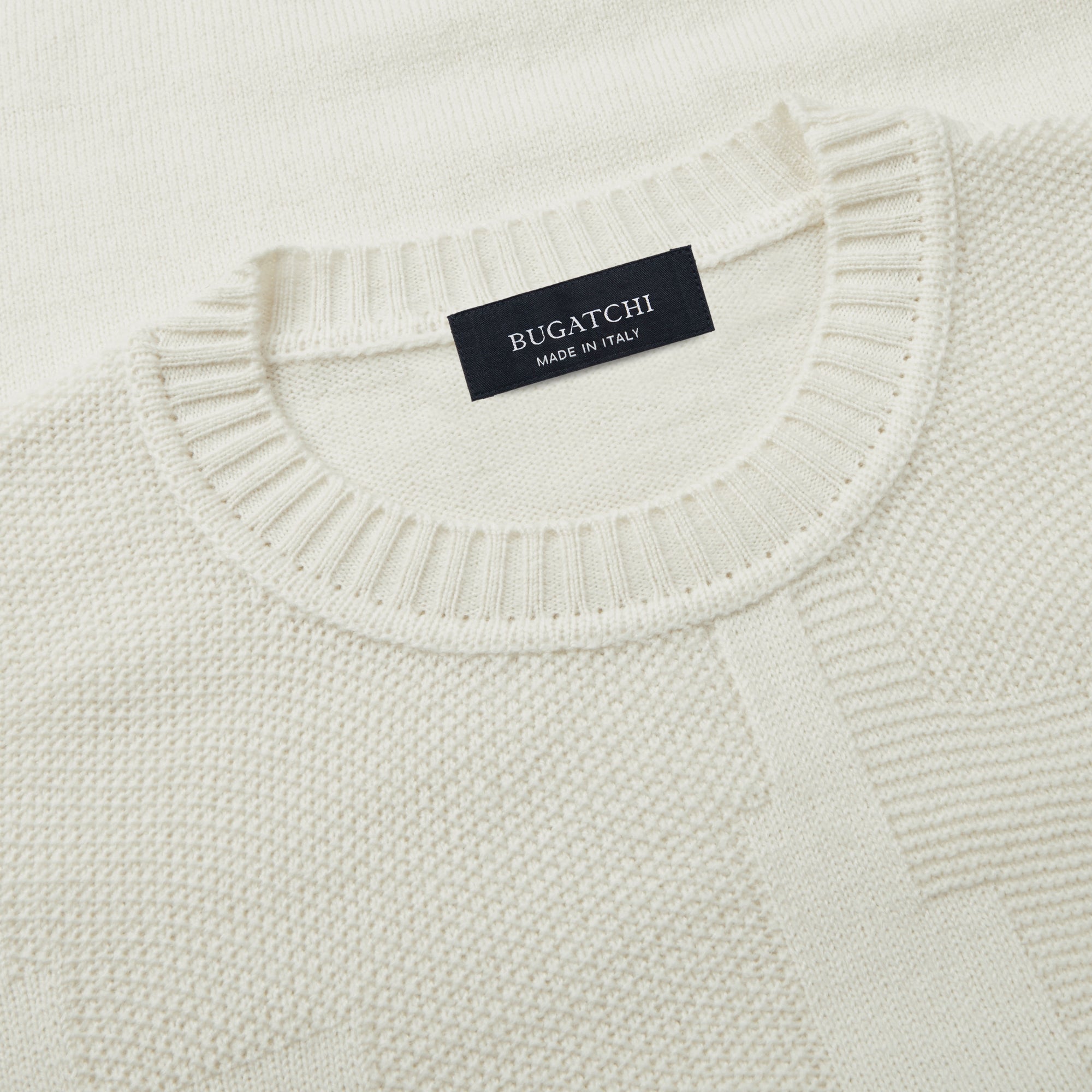 Solid Jacquard Crew Neck Sweater