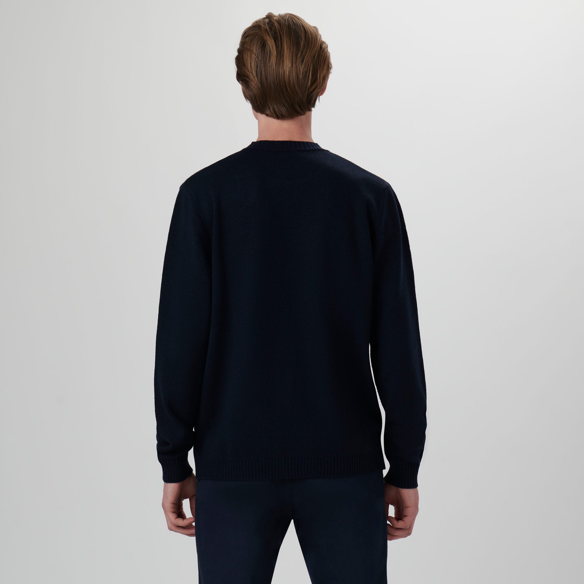 Solid Jacquard Crew Neck Sweater