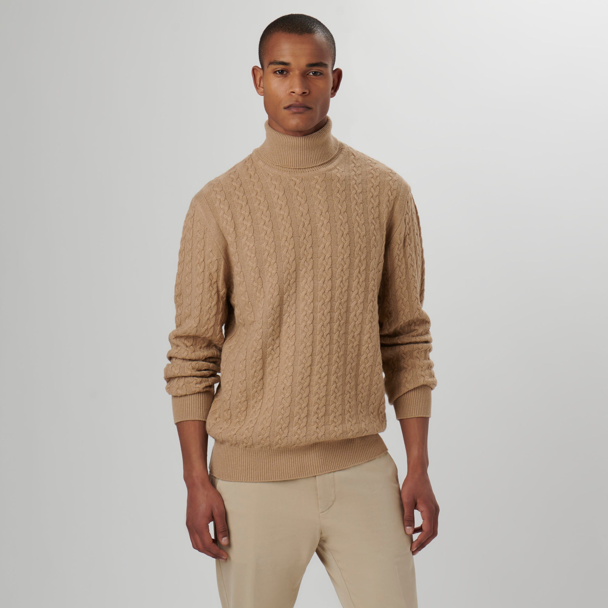 Solid Cable Turtleneck Sweater