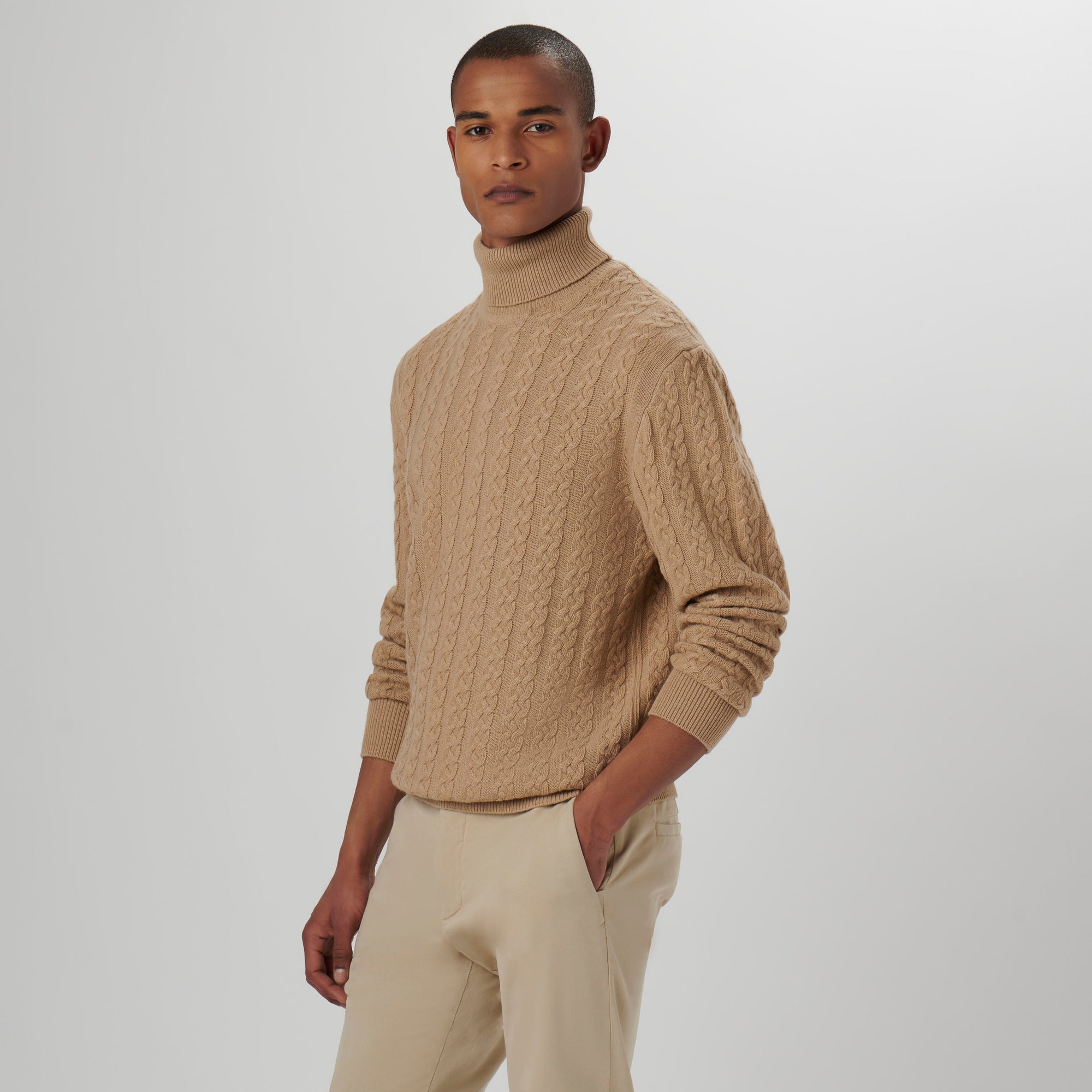Solid Cable Turtleneck Sweater