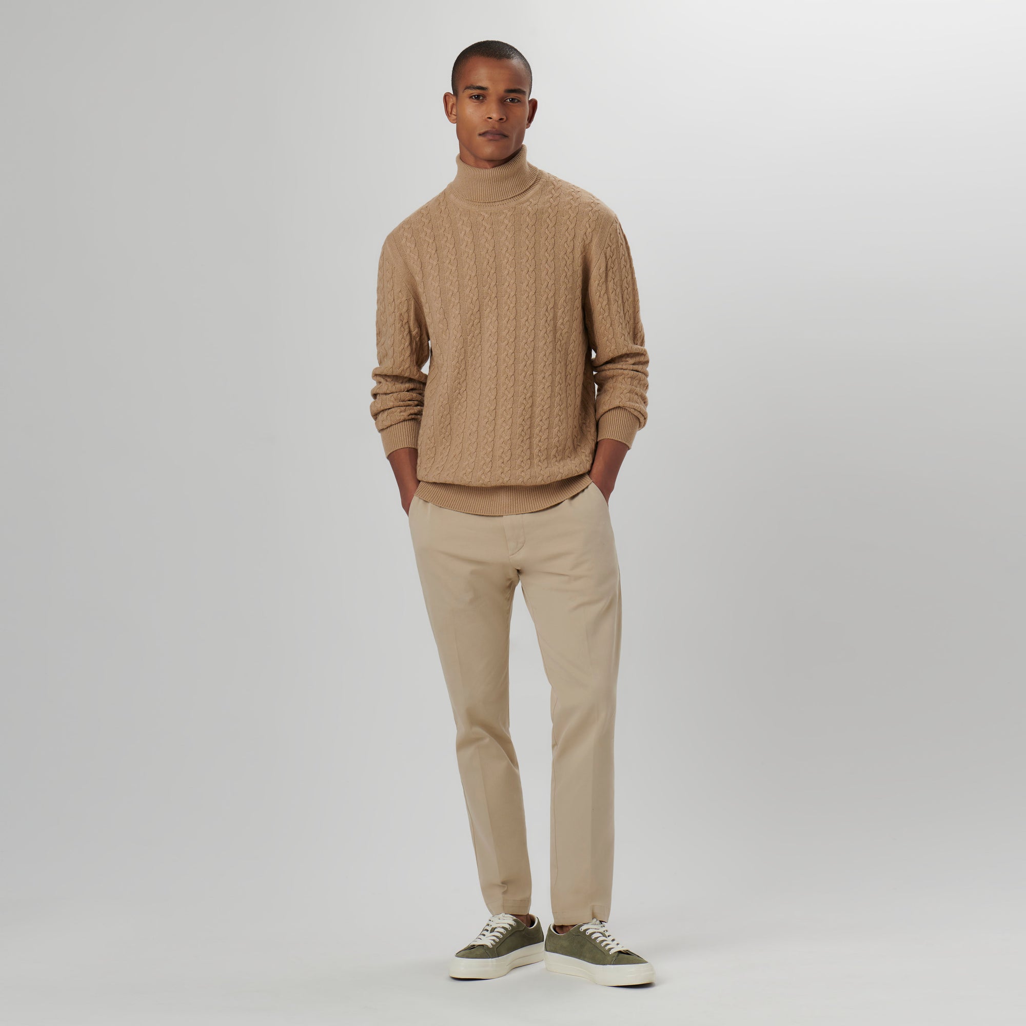 Solid Cable Turtleneck Sweater