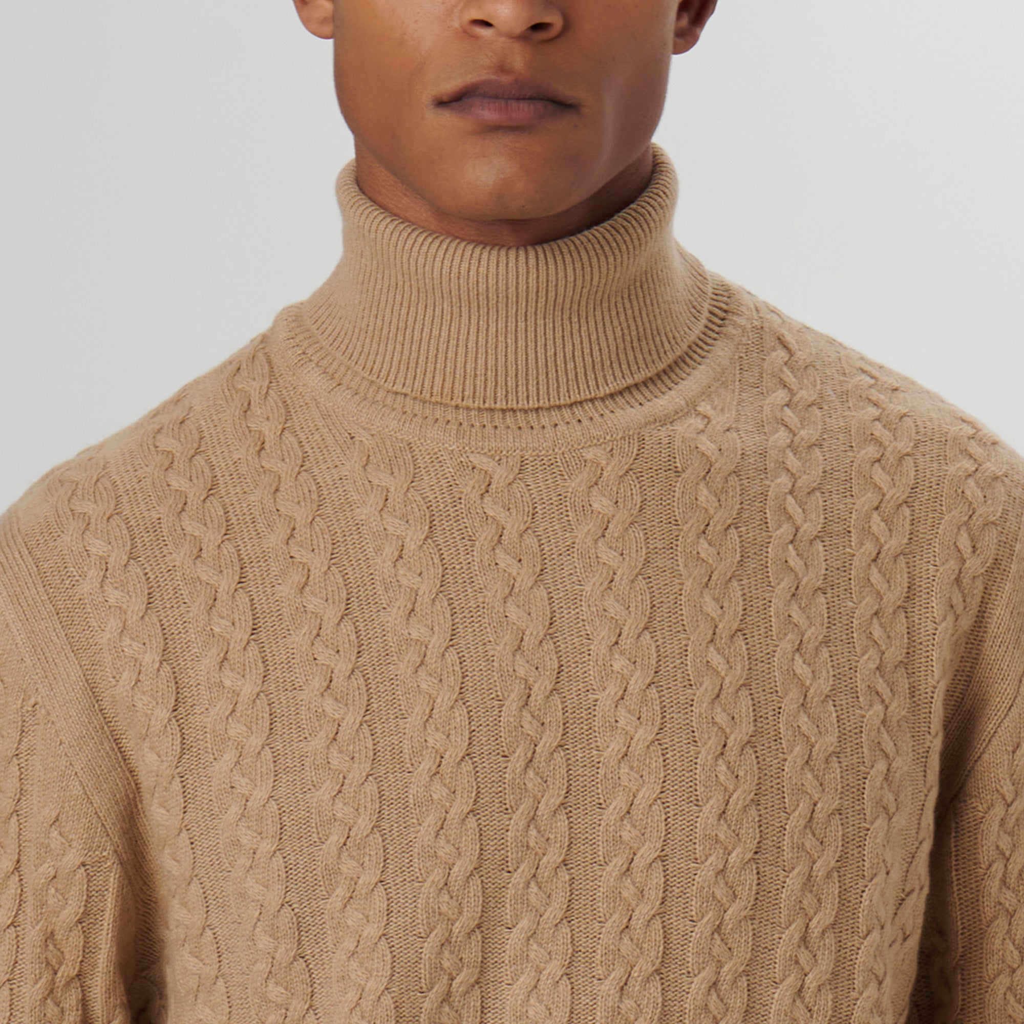 Solid Cable Turtleneck Sweater