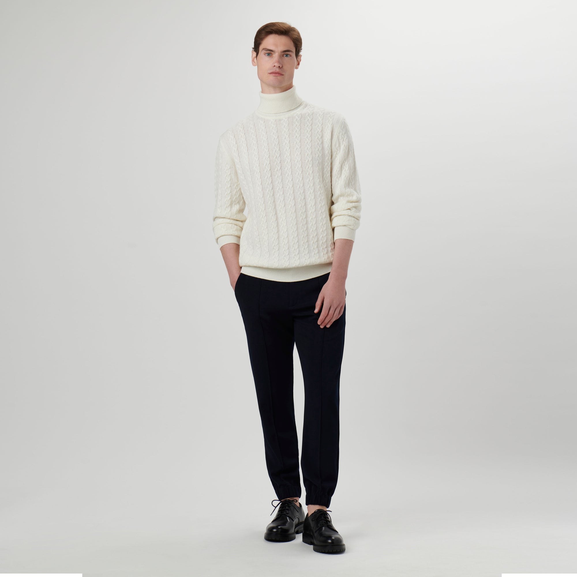 Solid Cable Turtleneck Sweater
