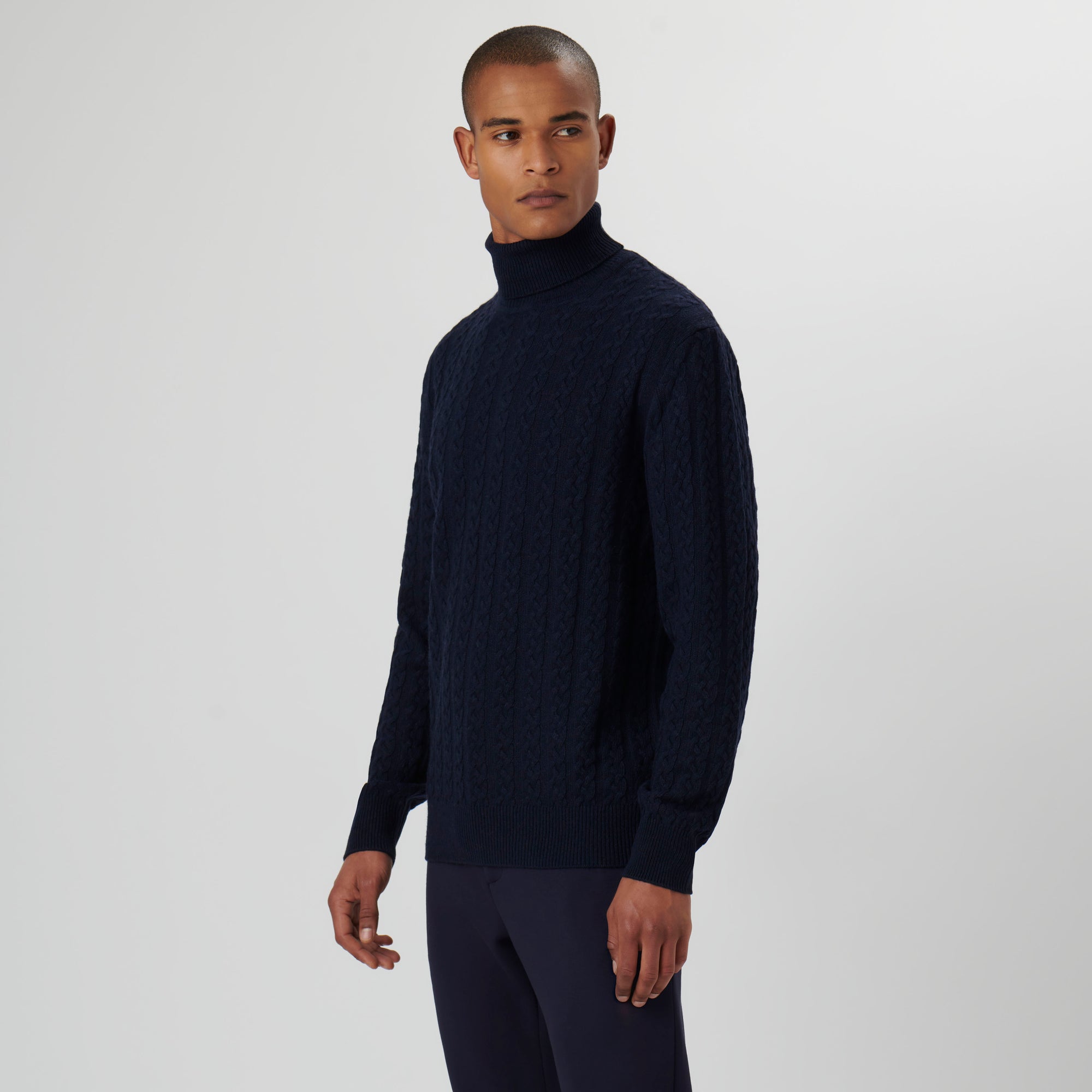 Solid Cable Turtleneck Sweater