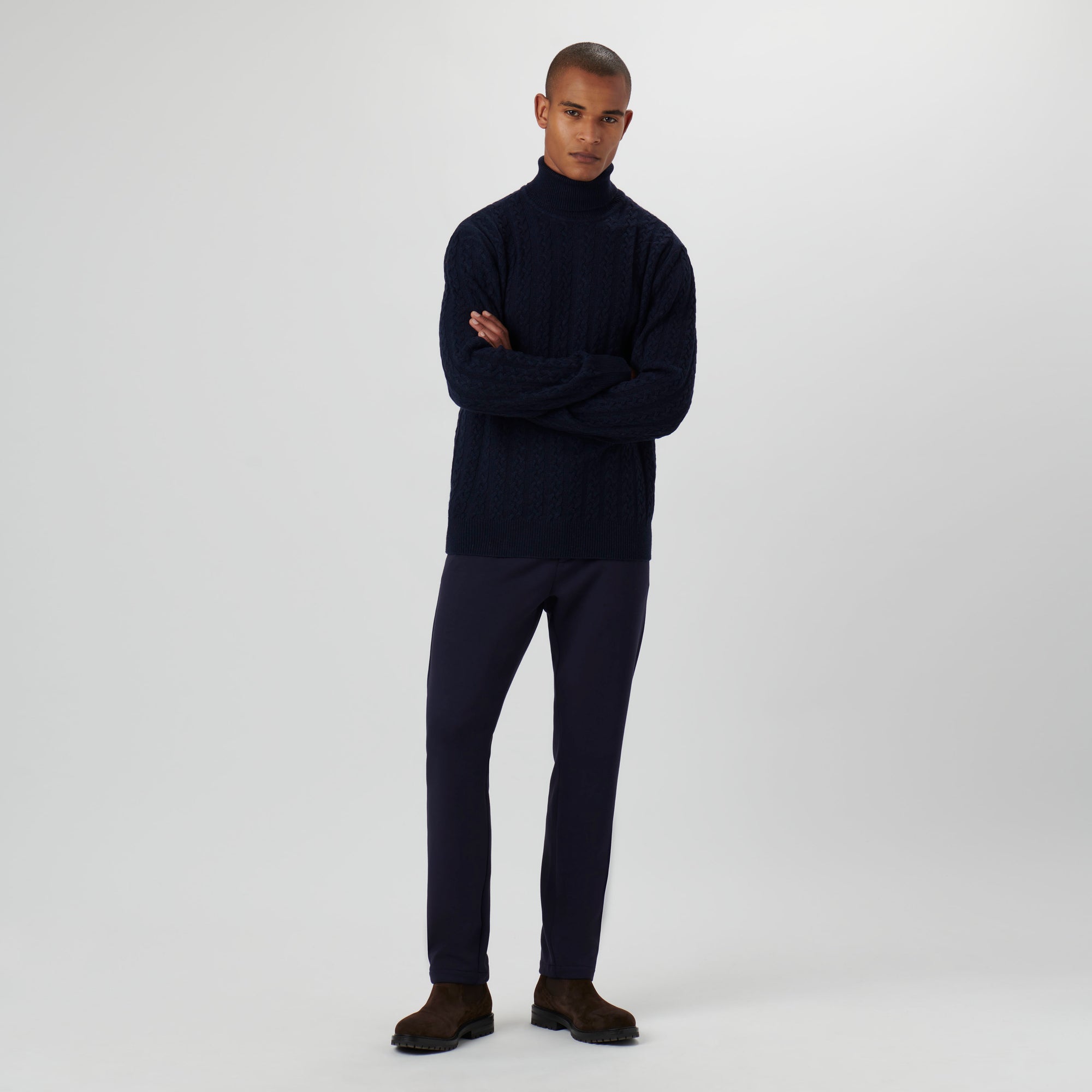 Solid Cable Turtleneck Sweater