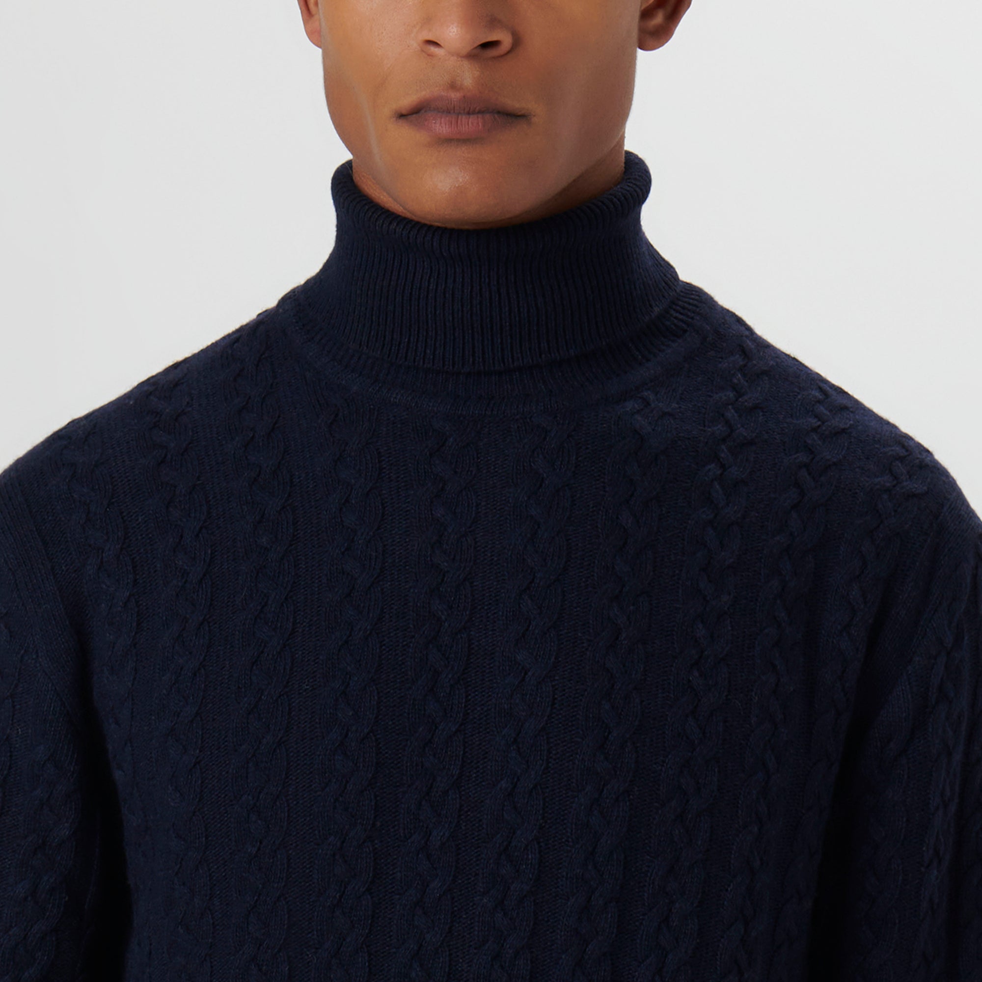 Solid Cable Turtleneck Sweater