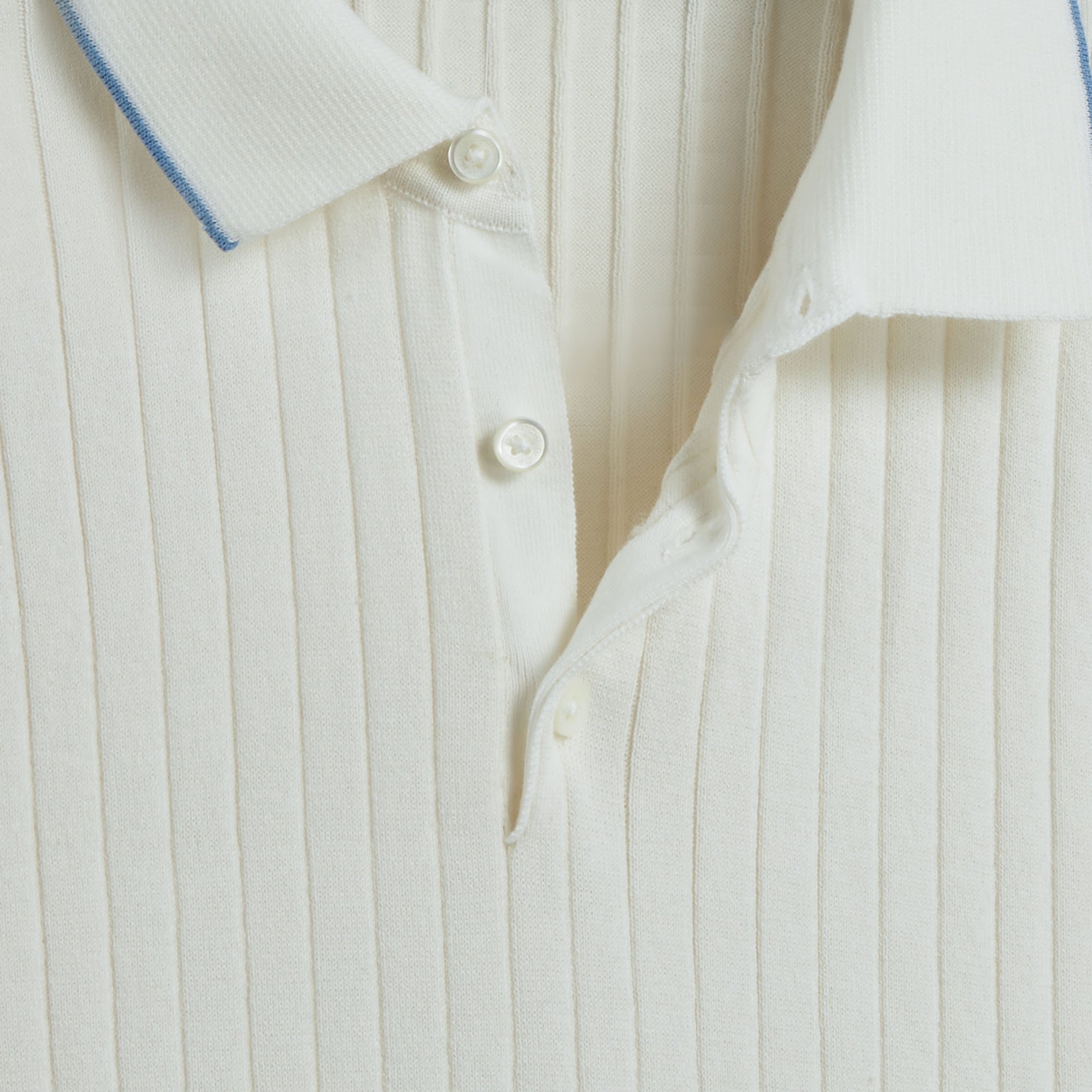 Stripe Stitch Three Button Polo Sweater