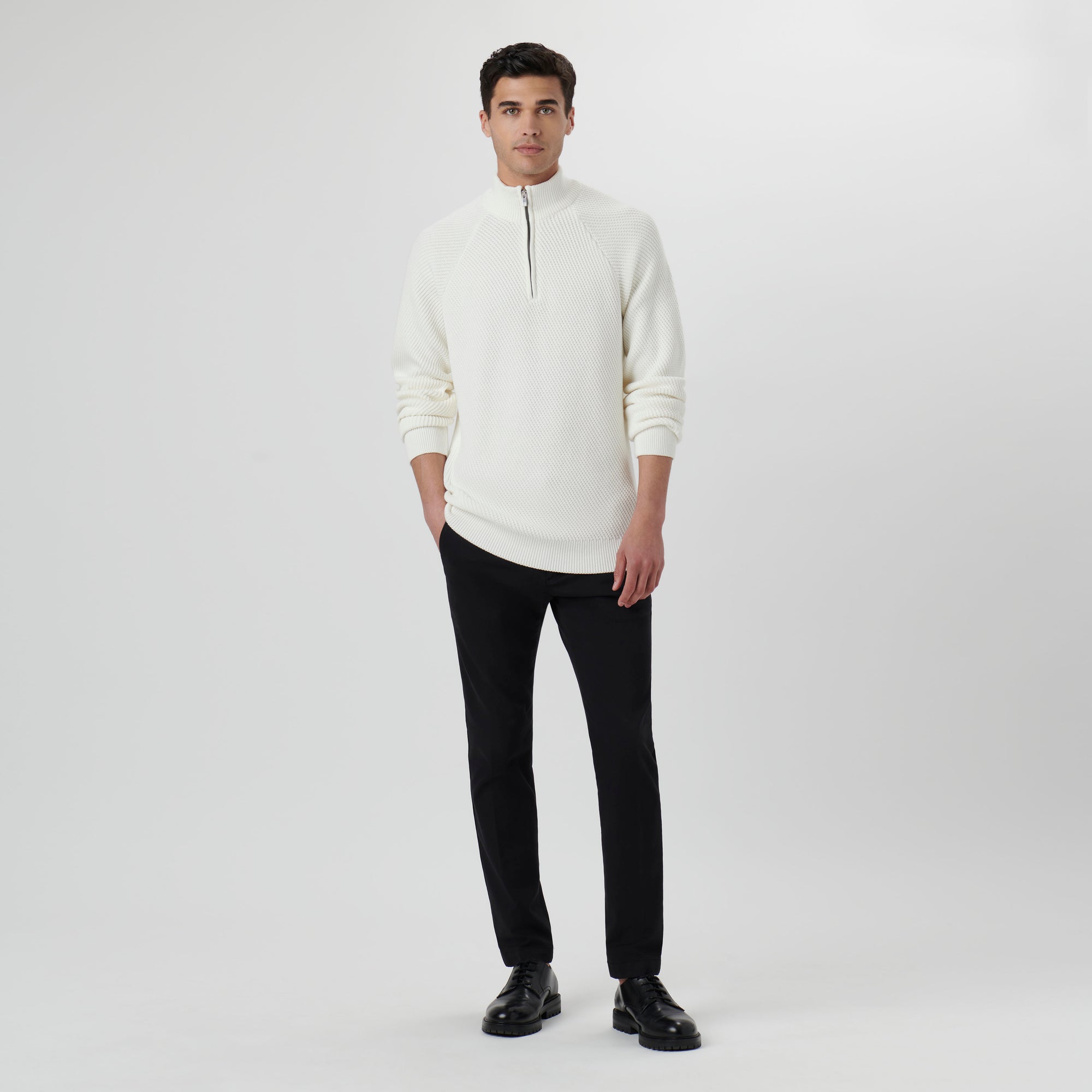 Diagonal Stitch Quarter Zip Sweater