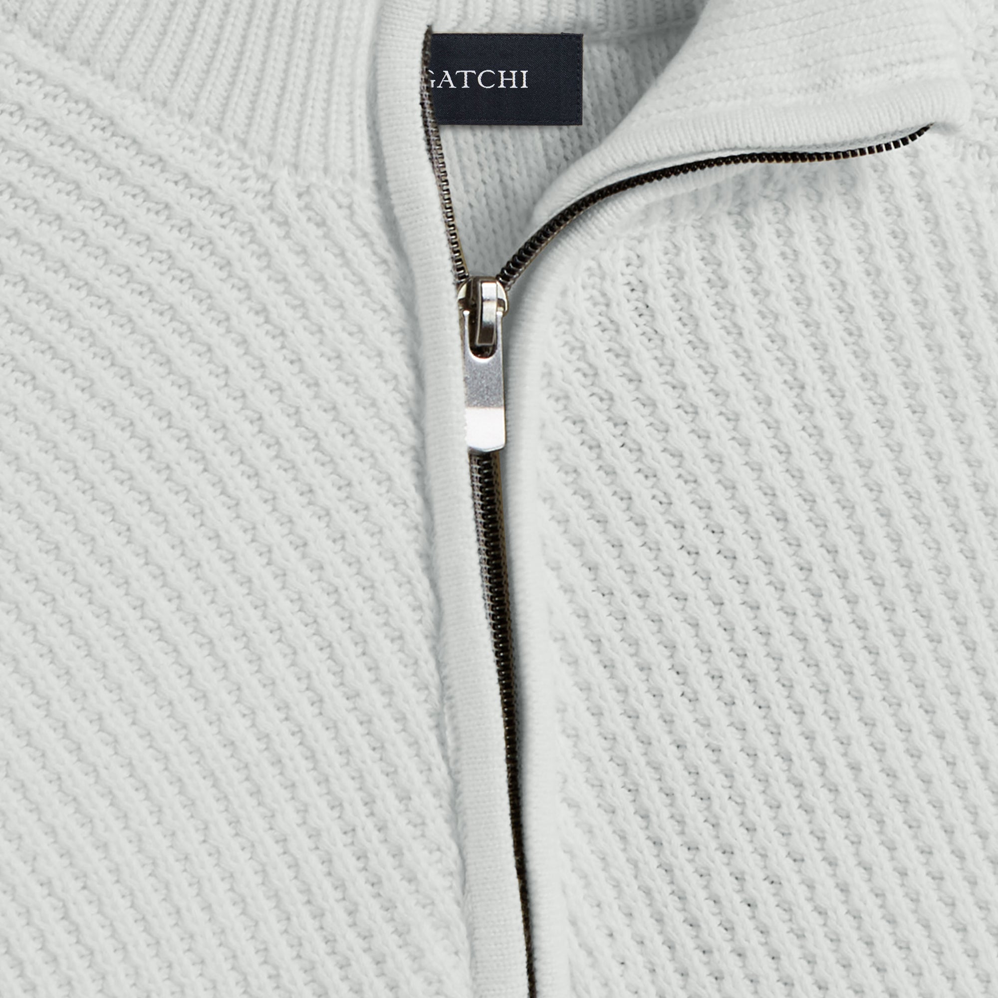 Diagonal Stitch Quarter Zip Sweater