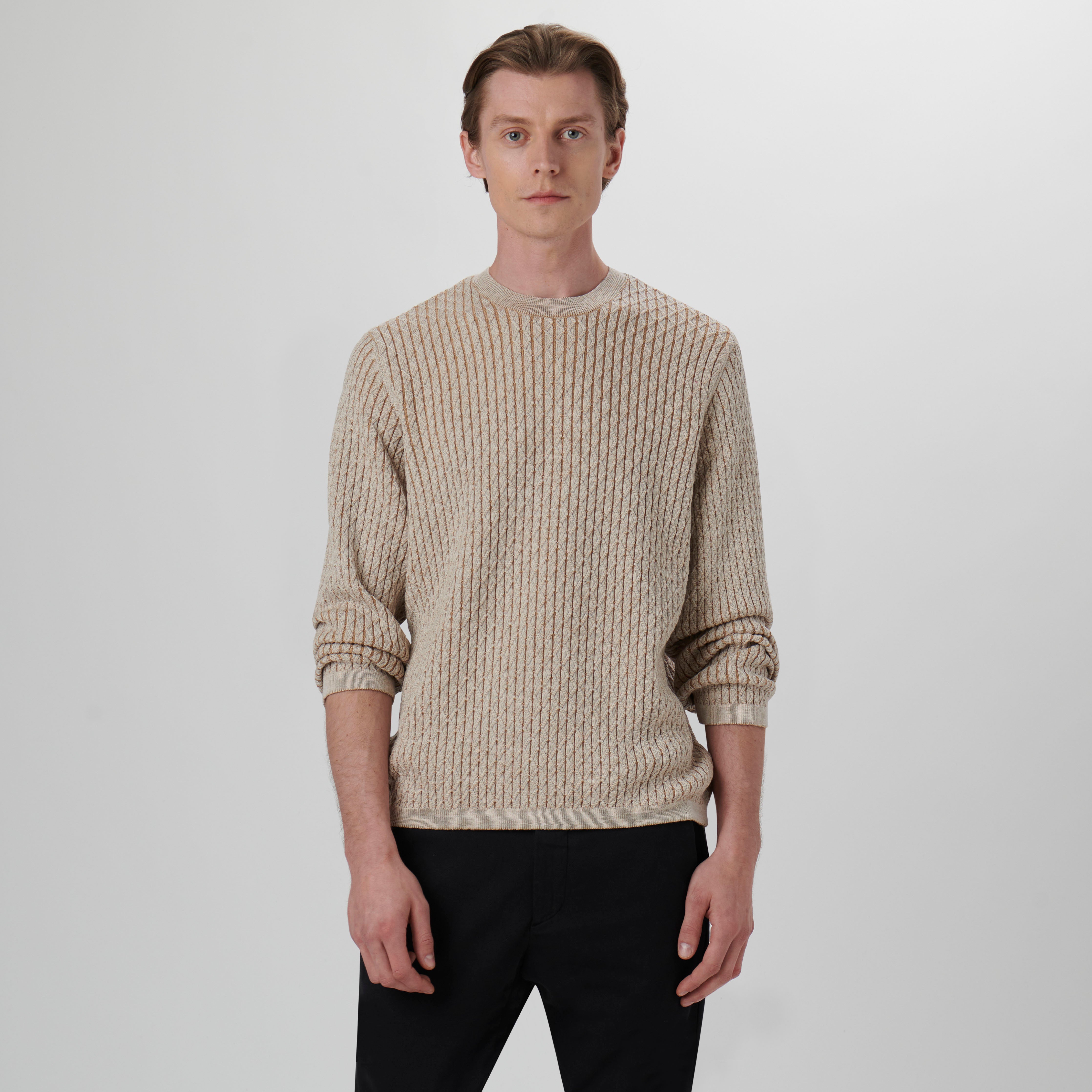 Diamond Stitch Crew Neck Sweater – BUGATCHI