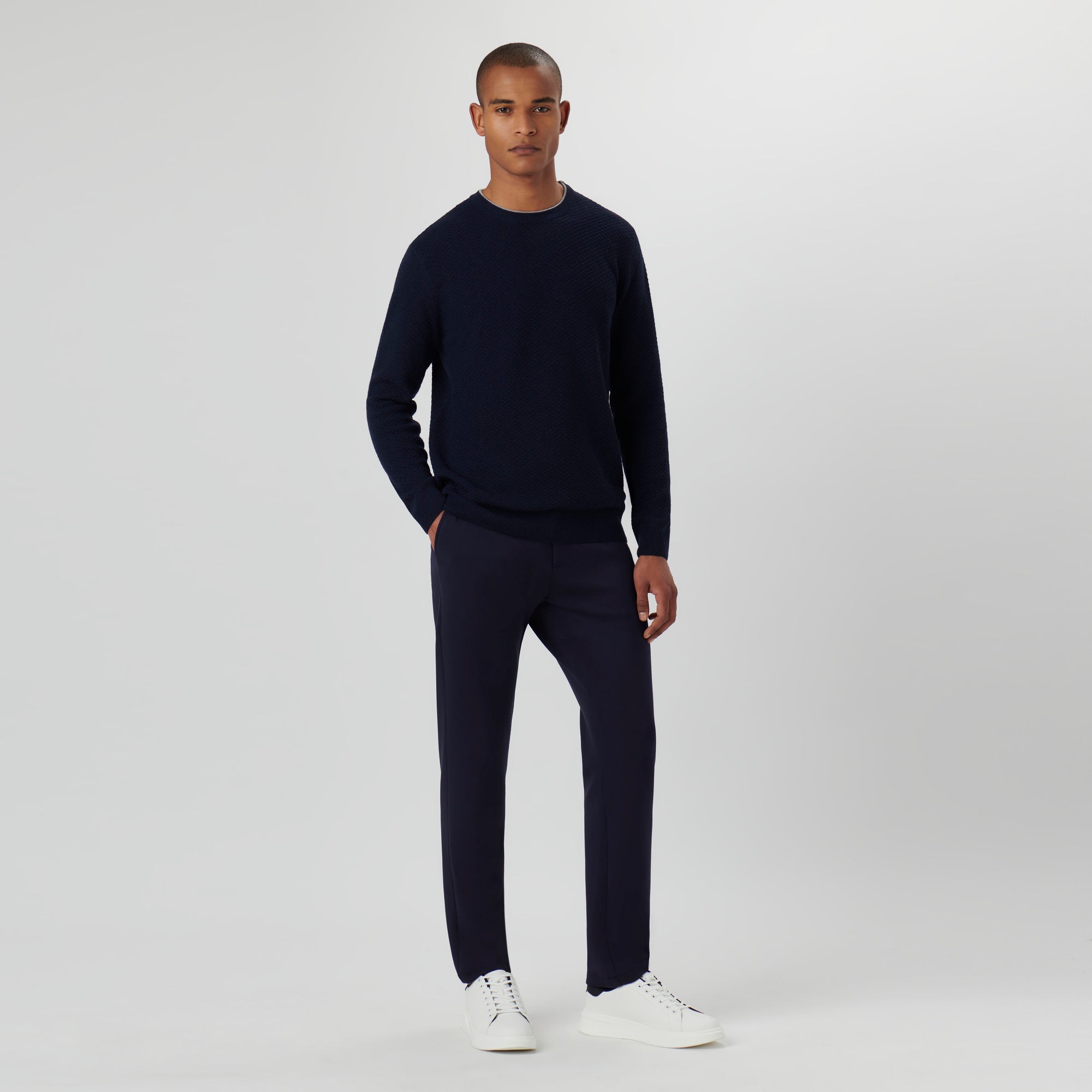 Waffle Stitch Crew Neck Sweater