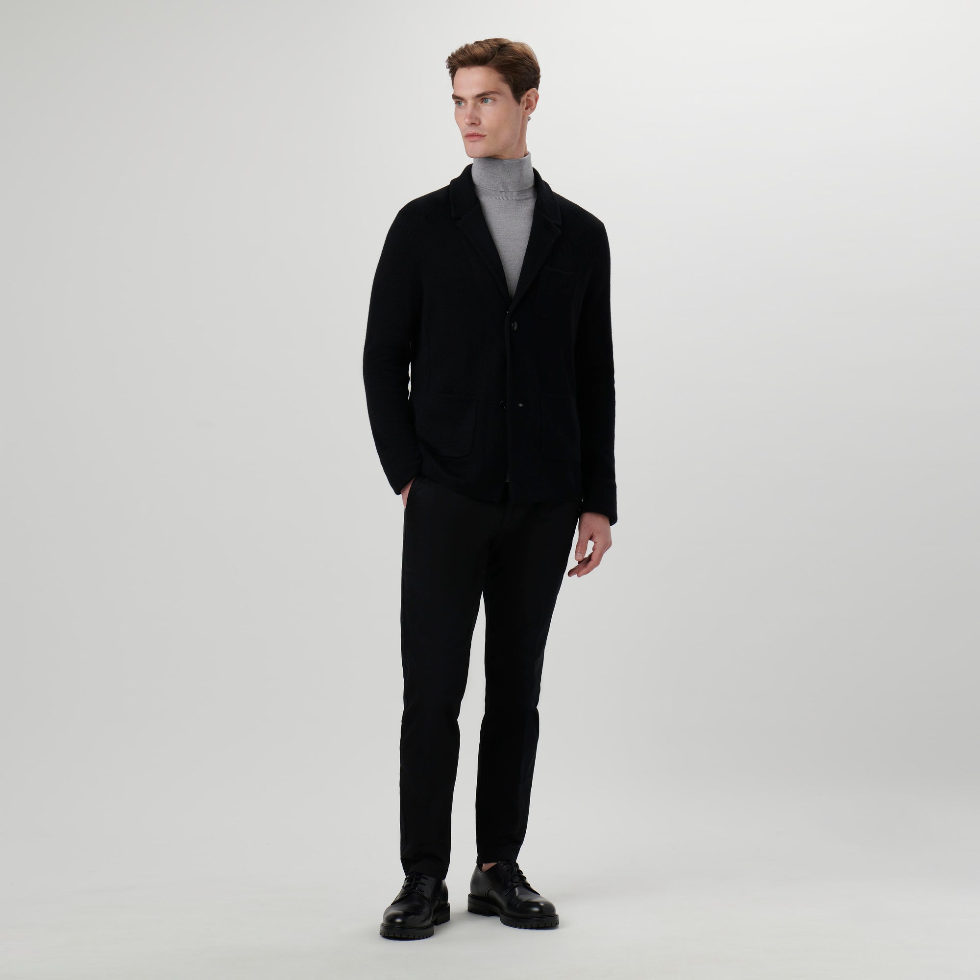 Plain Stitch Knit Blazer Sweater