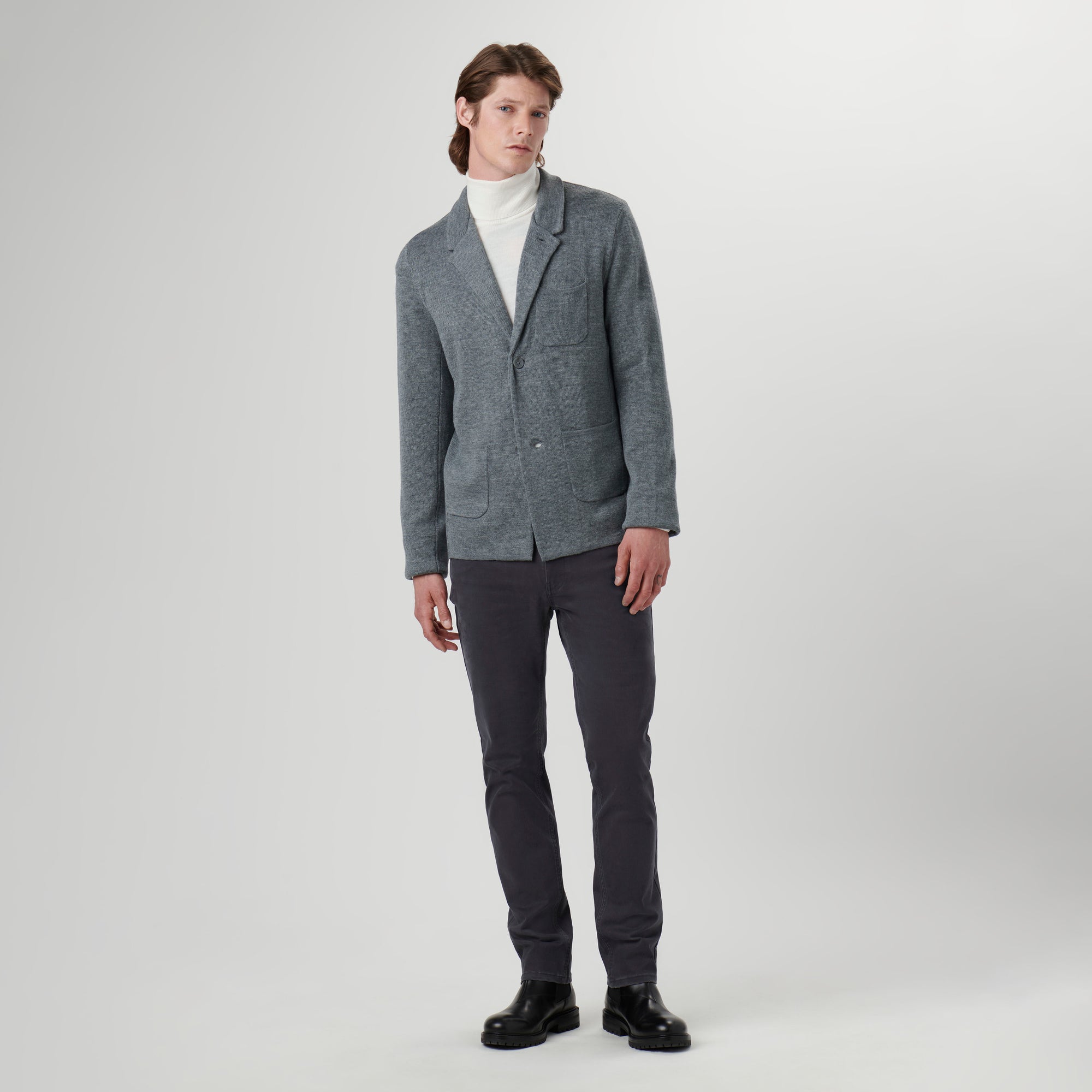 Plain Stitch Knit Blazer Sweater – BUGATCHI - Main Image