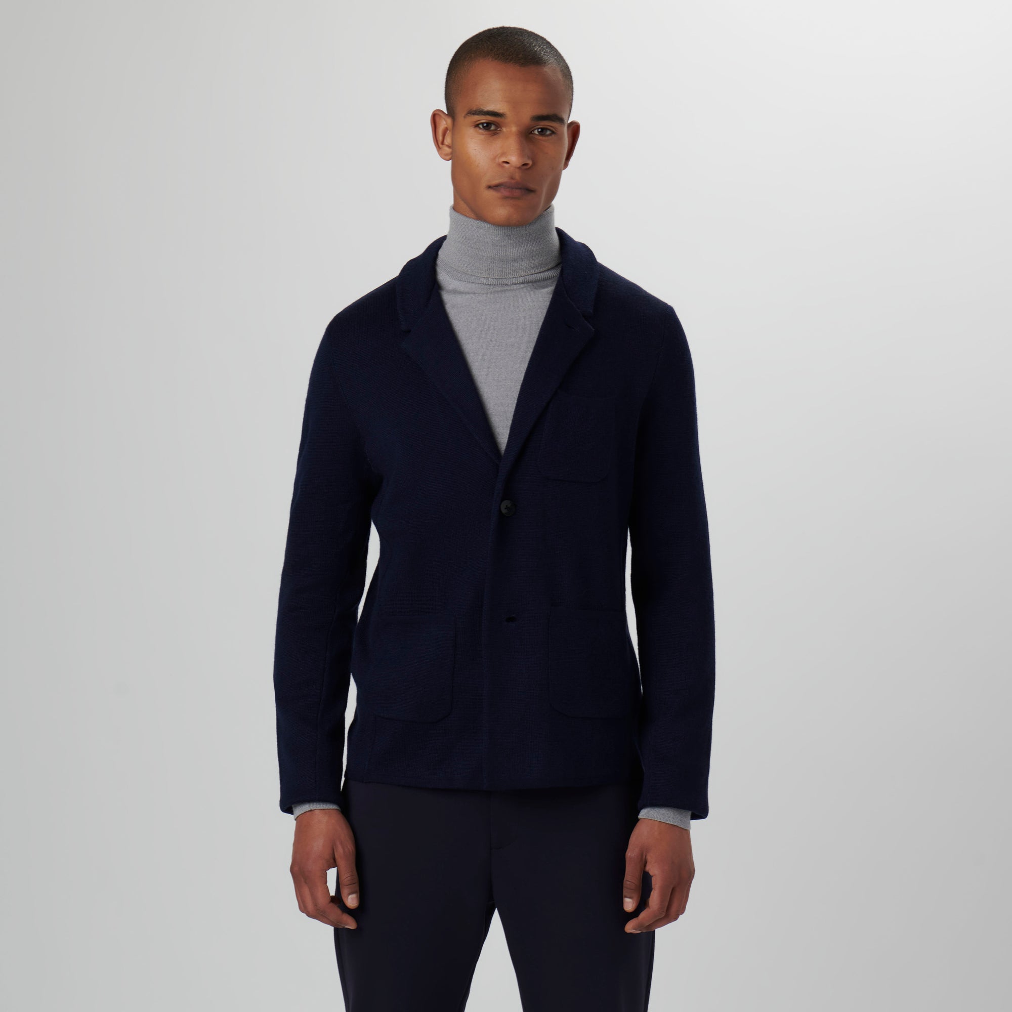 Plain Stitch Knit Blazer Sweater