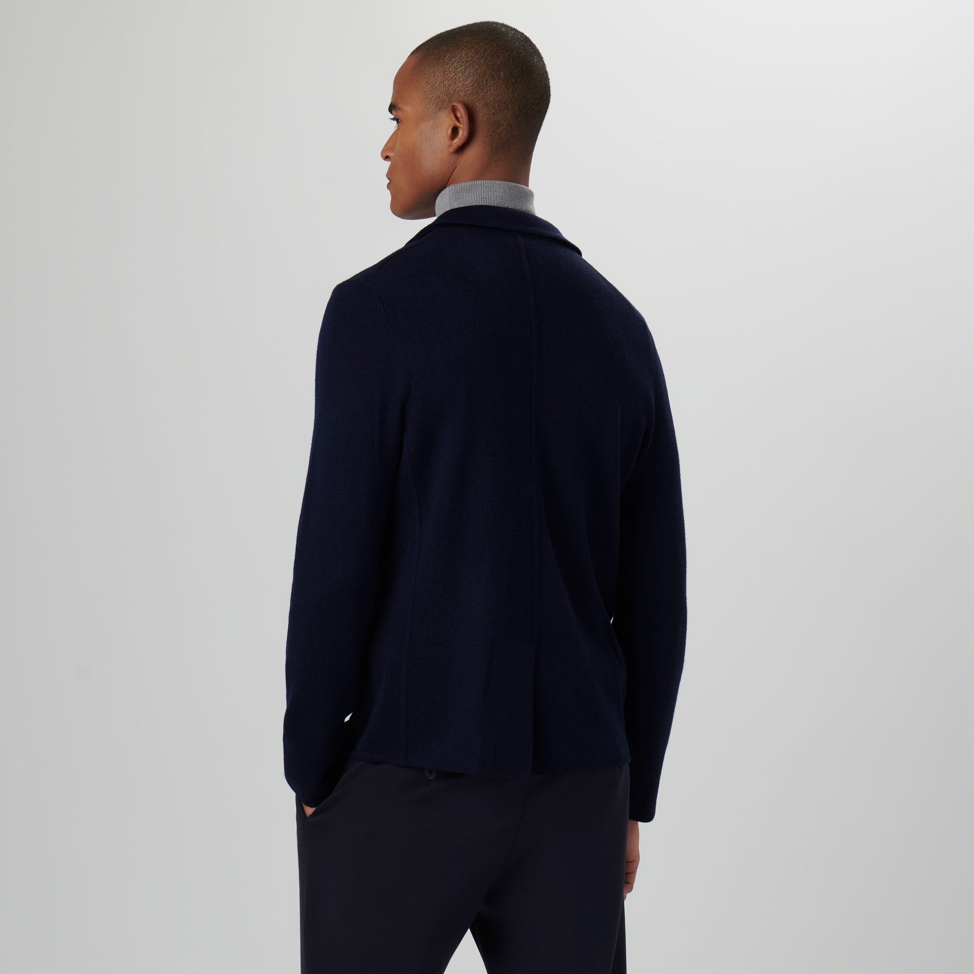 Plain Stitch Knit Blazer Sweater