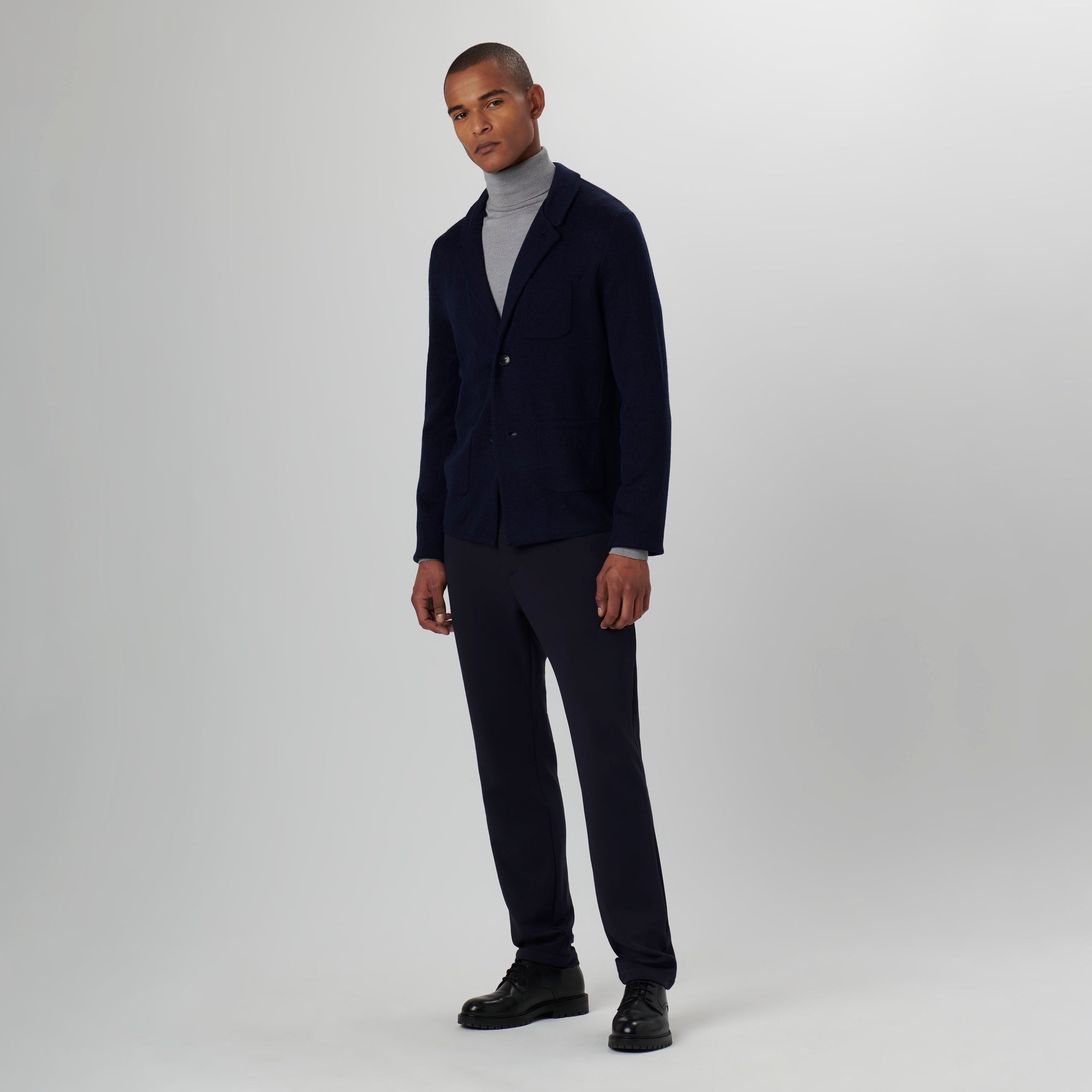 Plain Stitch Knit Blazer Sweater