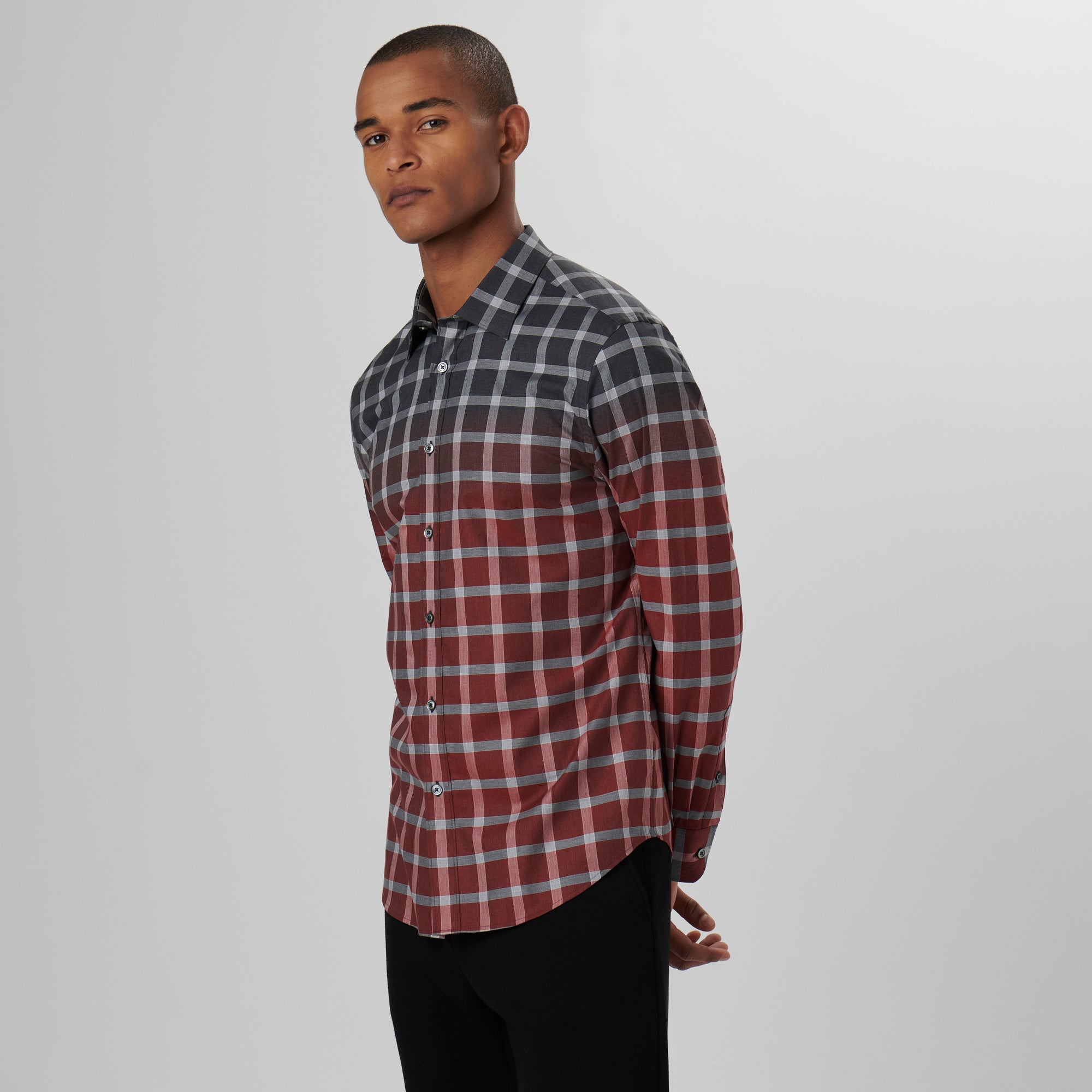 Julian Gradient Windowpane Check Shirt