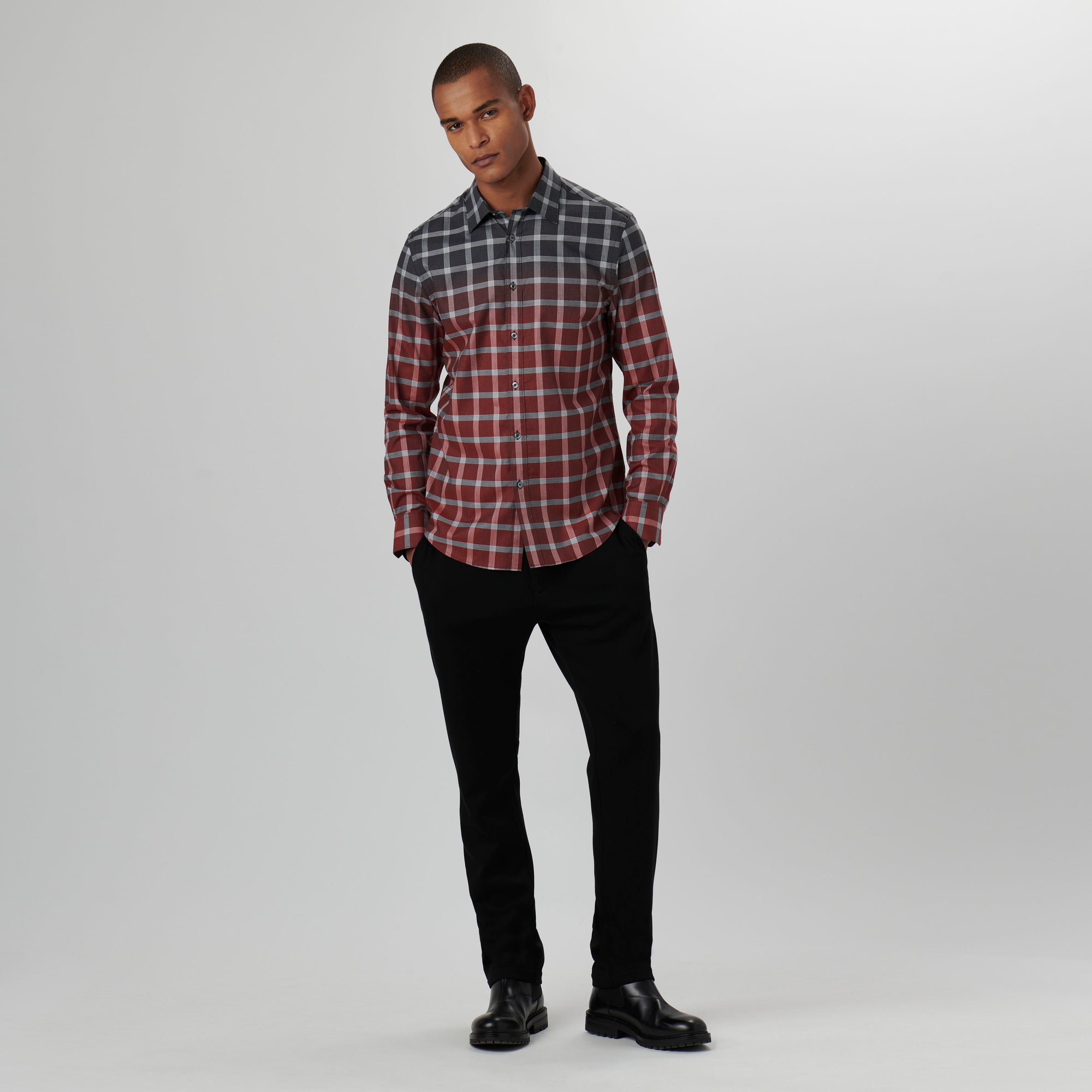 Julian Gradient Windowpane Check Shirt