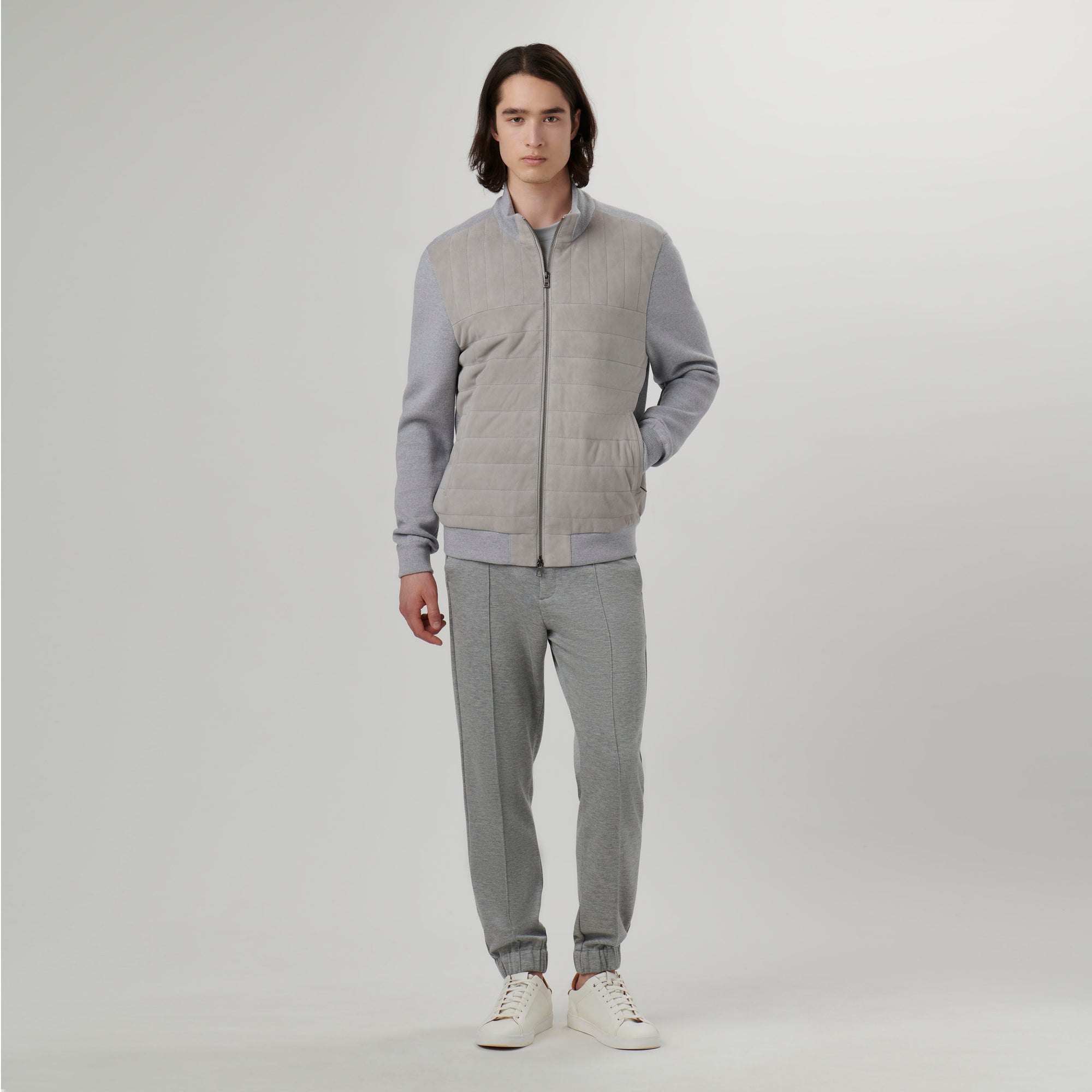 Suede and Wool Sweater Jacket