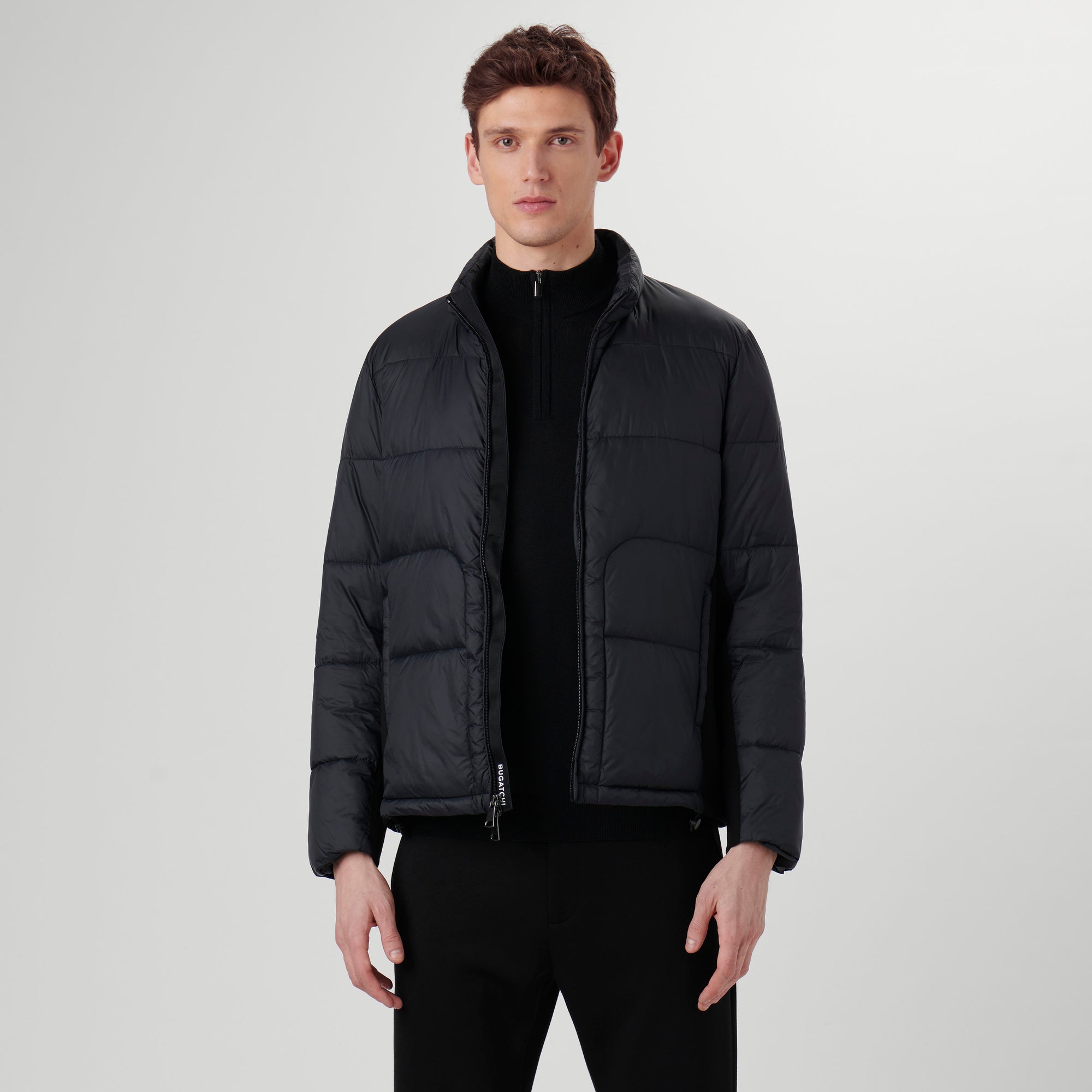 Quilted Bomber Jacket with Stow-Away Hood