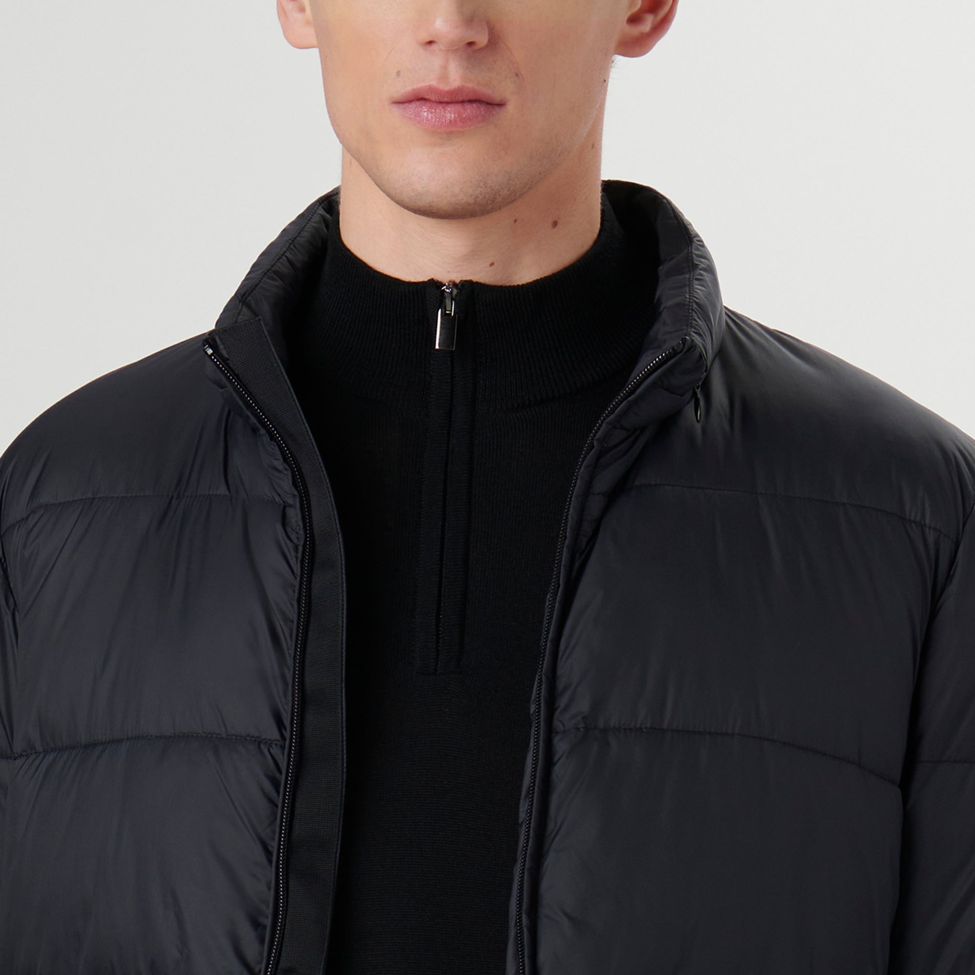 Quilted Bomber Jacket with Stow-Away Hood