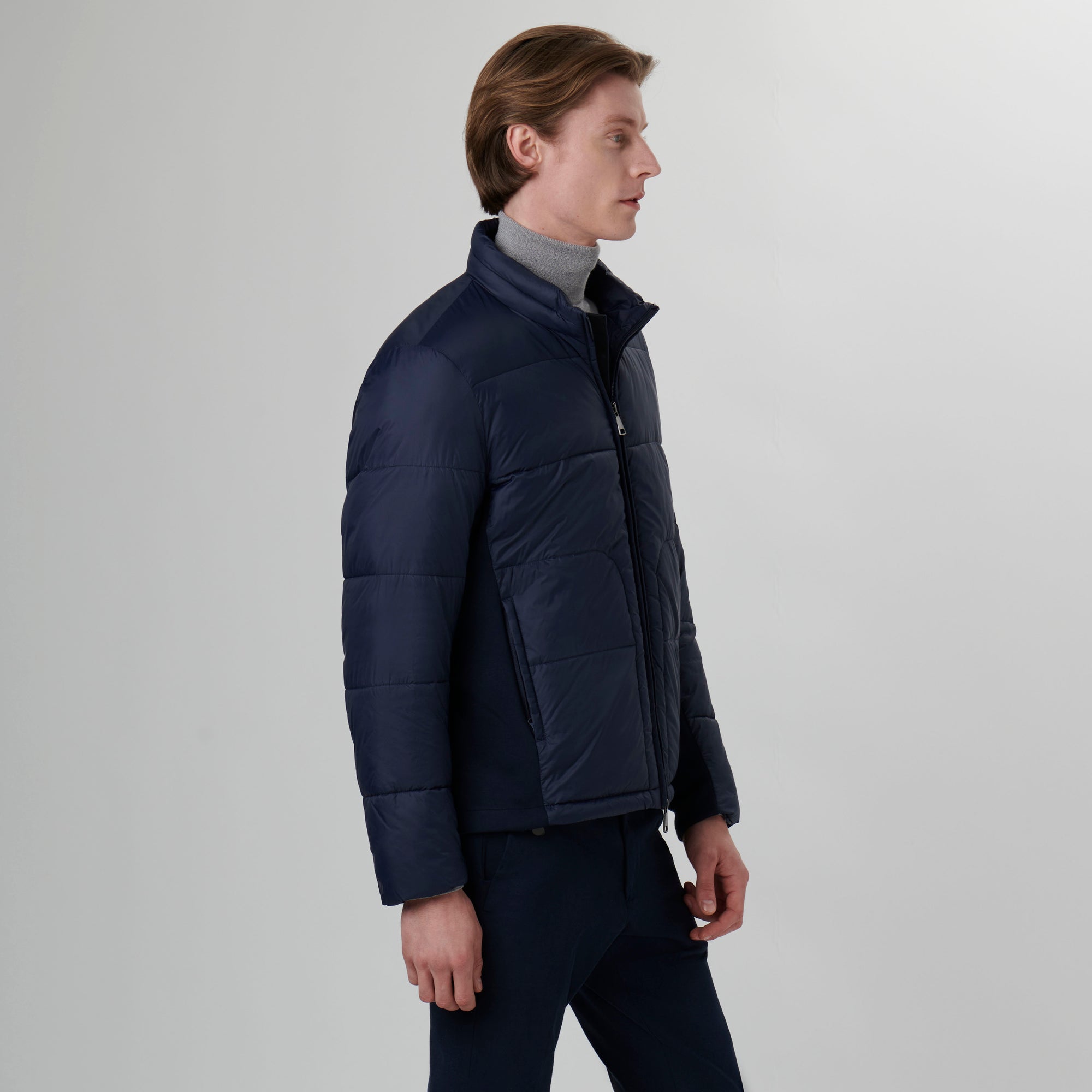 Quilted Bomber Jacket with Stow-Away Hood