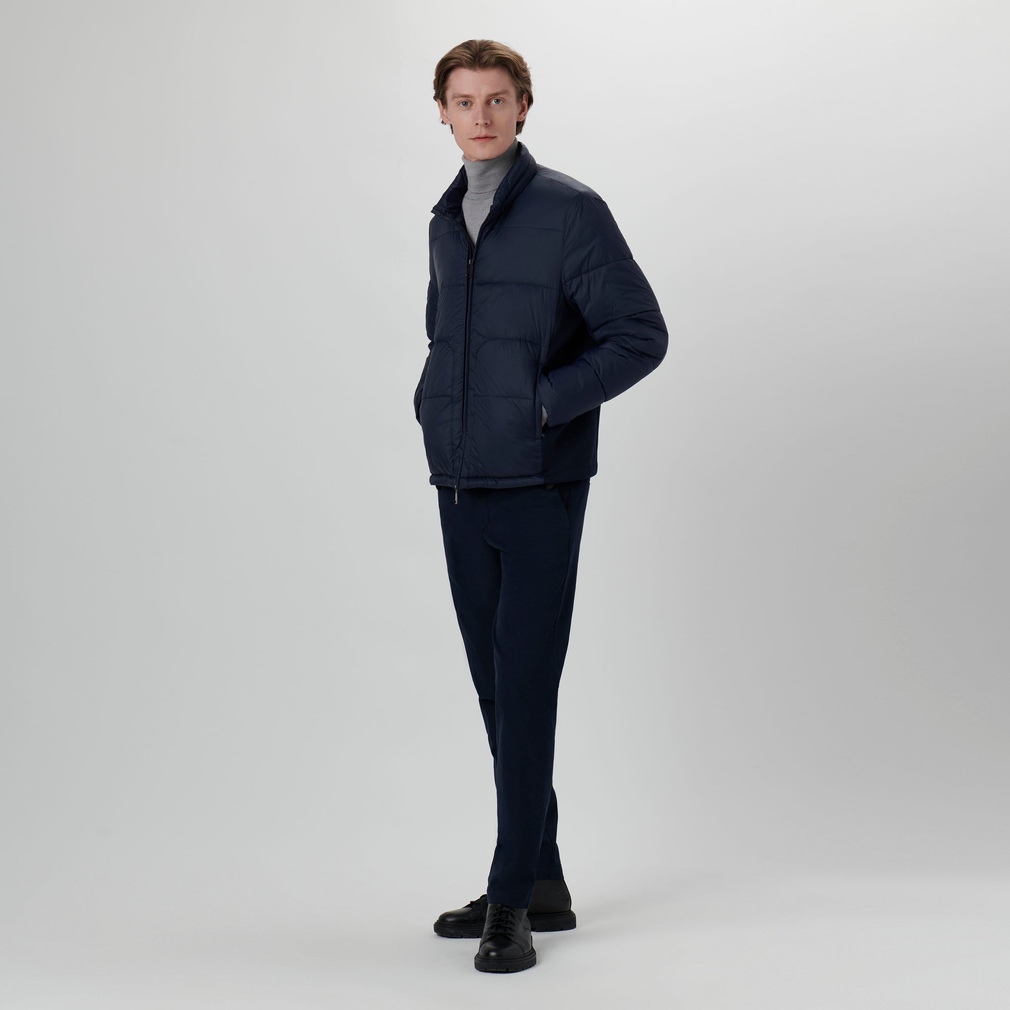 Quilted Bomber Jacket with Stow-Away Hood