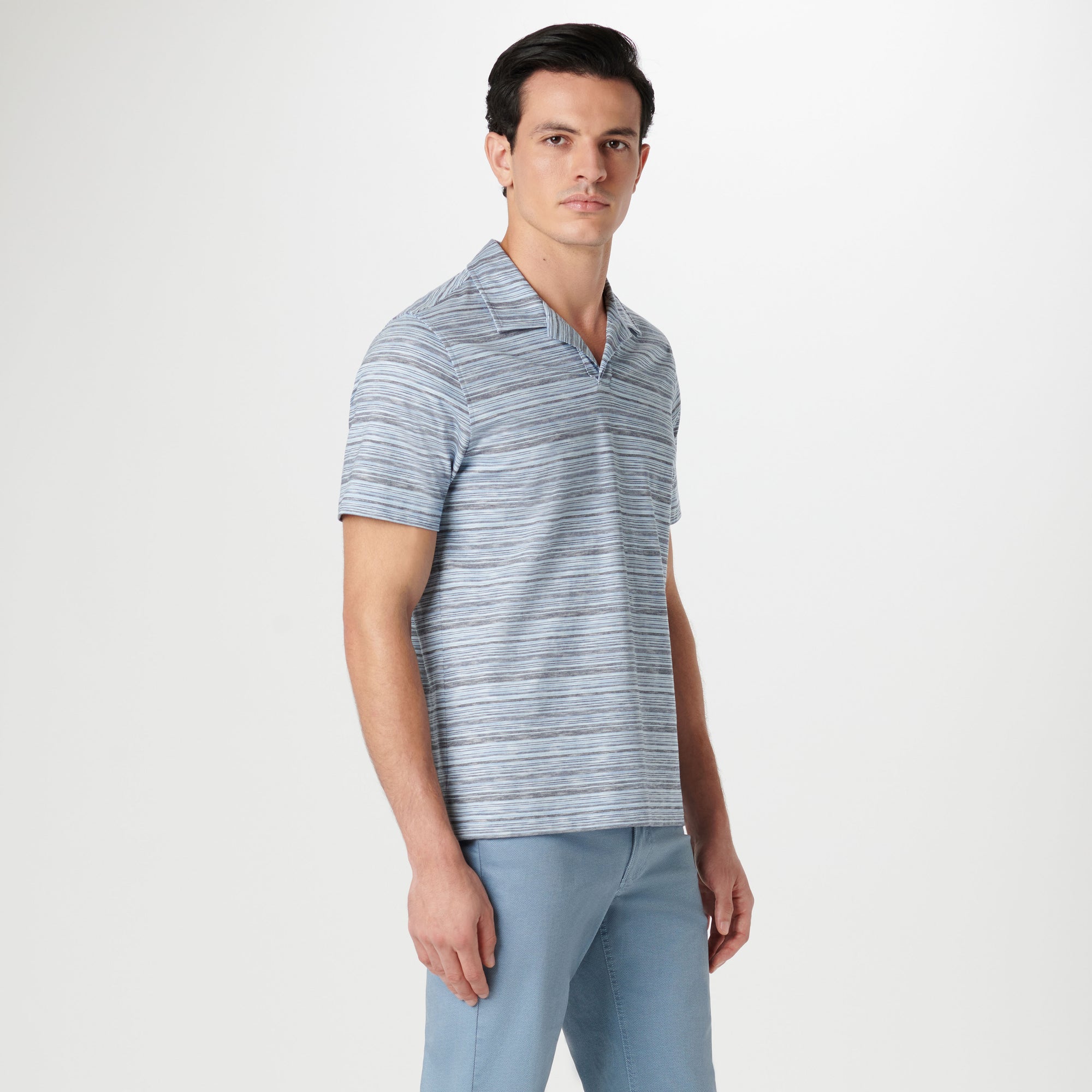 Striped Johnny Collar Polo