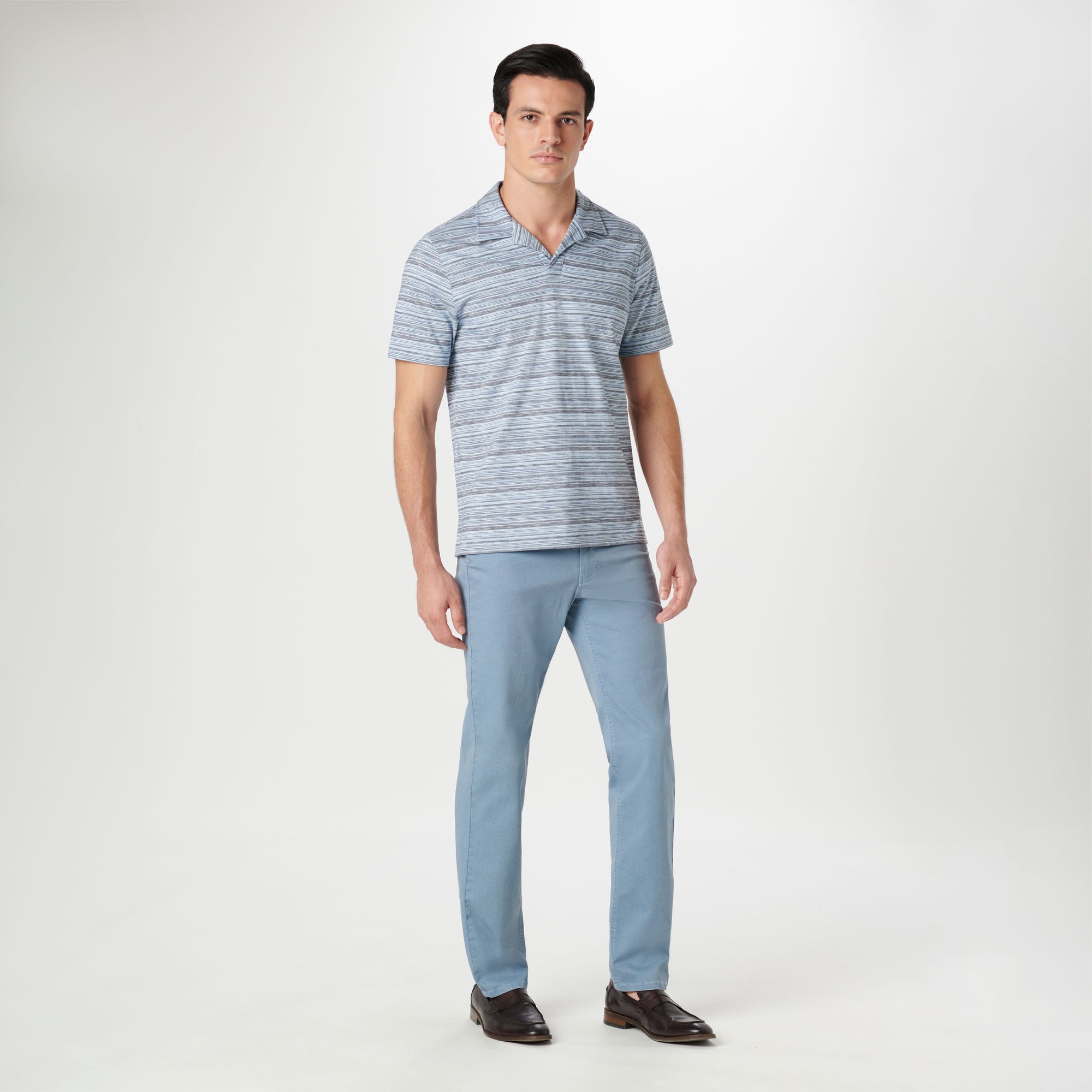 Striped Johnny Collar Polo