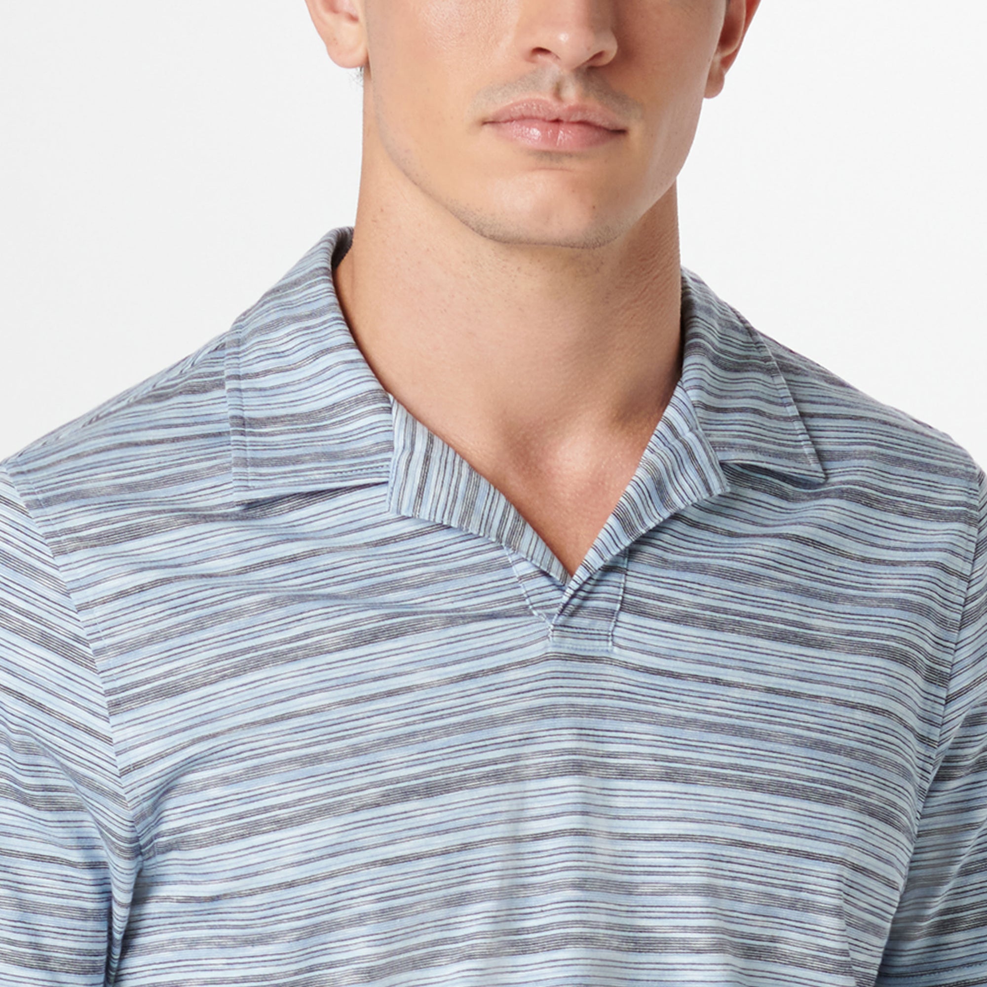 Striped Johnny Collar Polo