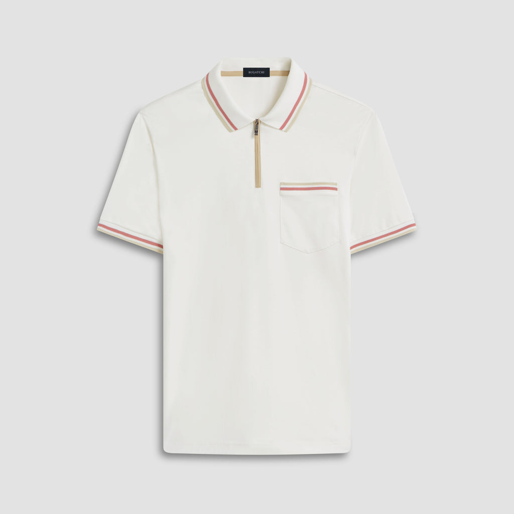 BUGATCHI ポロシャツ M Tipped Quarter Zip Polo in Chalk – BUGATCHI