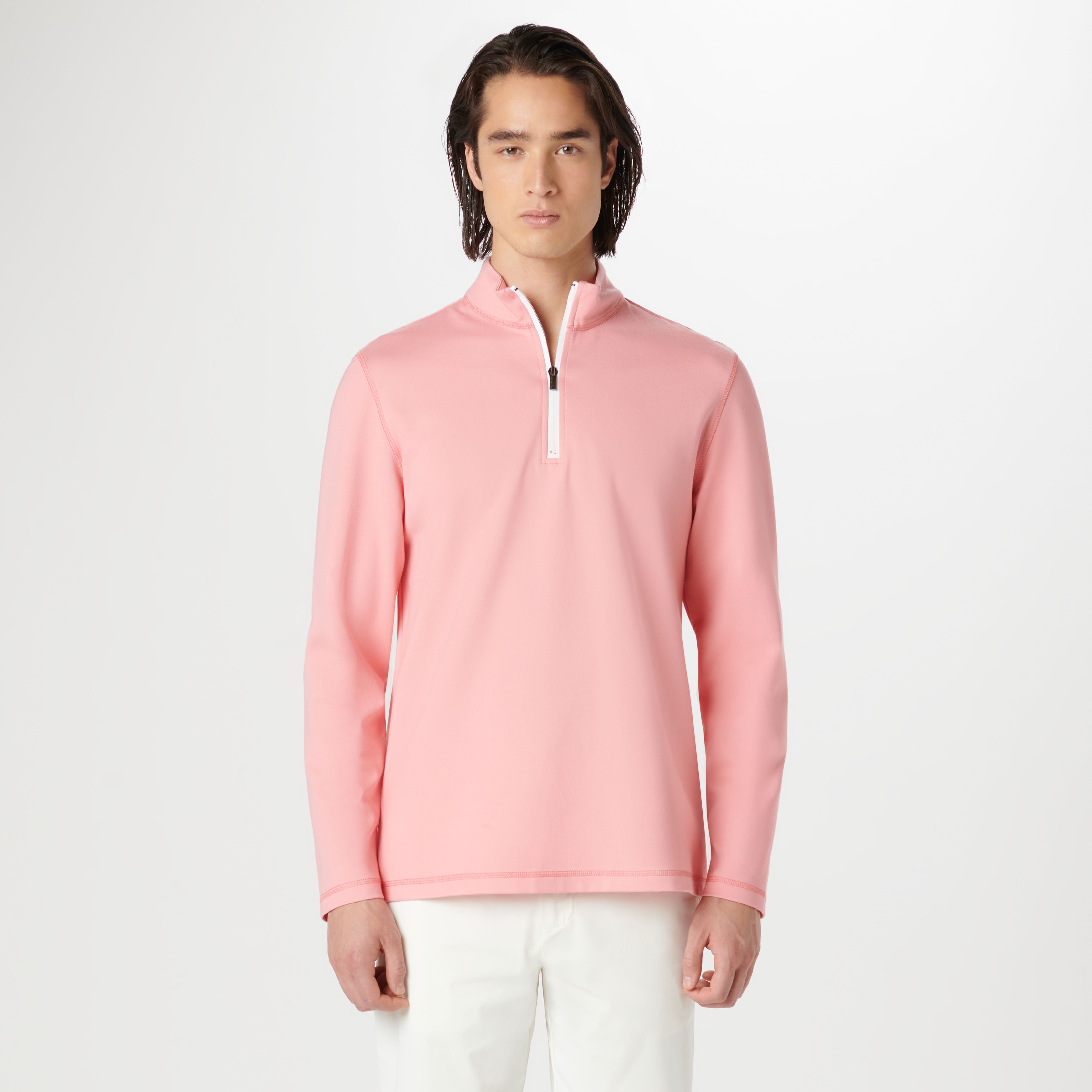 Performance Quarter Zip Pull Over in Salmon – BUGATCHI