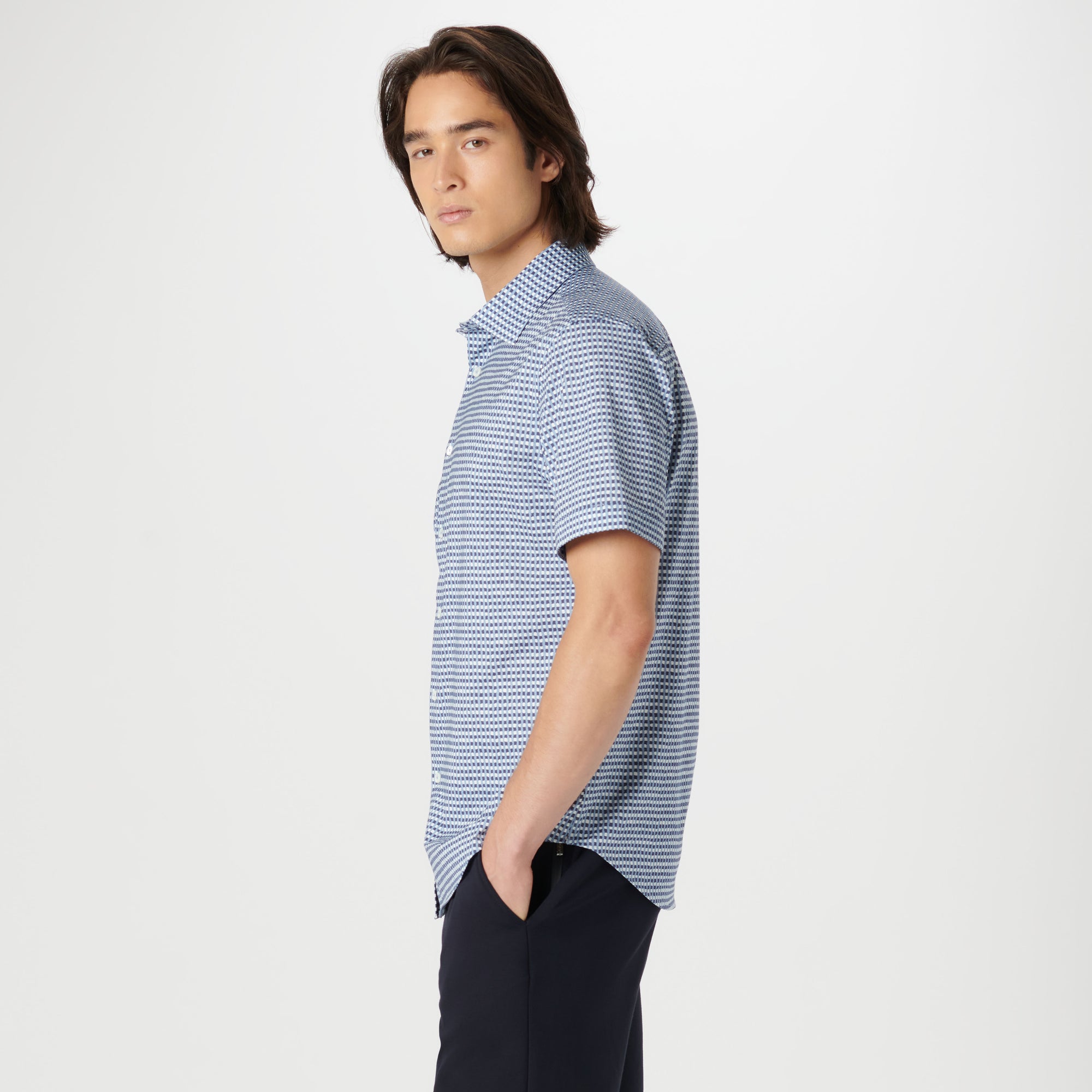 Miles Asymmetric Check OoohCotton Short Sleeve Shirt