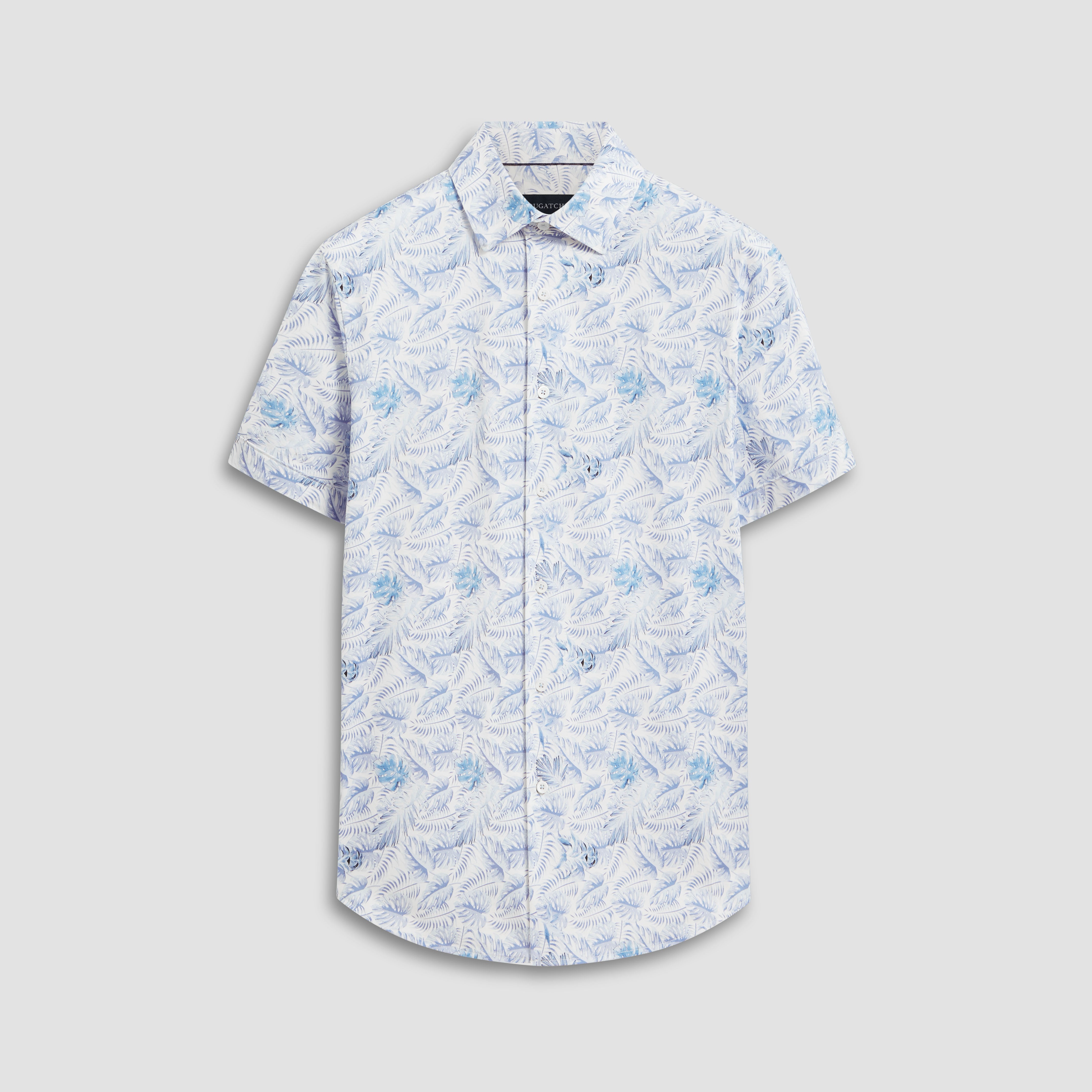 Bugatchi Ooohcotton Miles Short Sleeve Sport Shirt - Mint - FINAL SALE