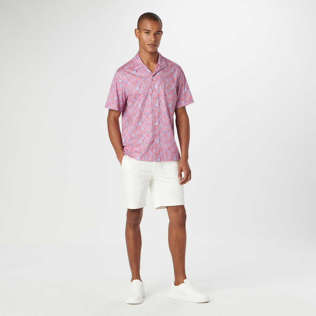 Cole Leaf Print OoohCotton Camp Shirt