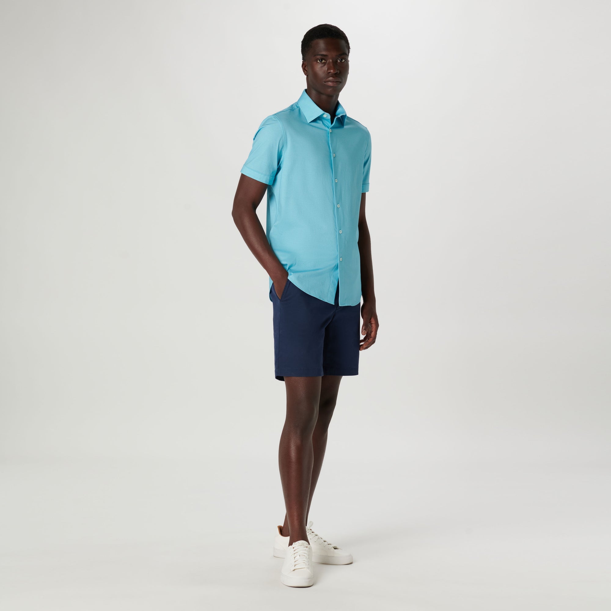 Miles Diagonal Pin Stripe OoohCotton Short Sleeve Shirt