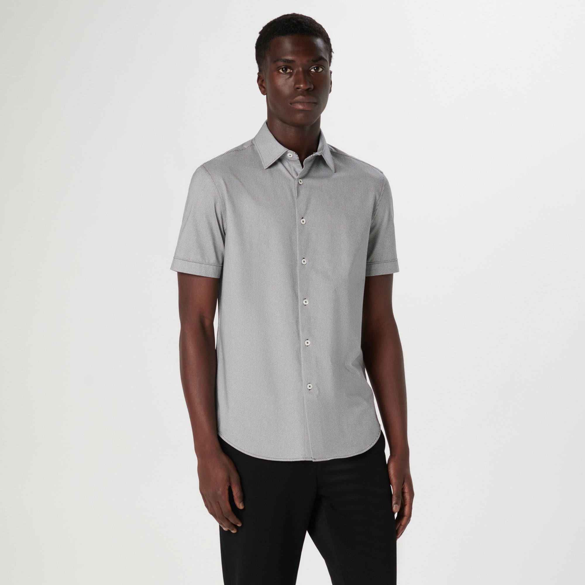 Miles Diagonal Pin Stripe OoohCotton Short Sleeve Shirt
