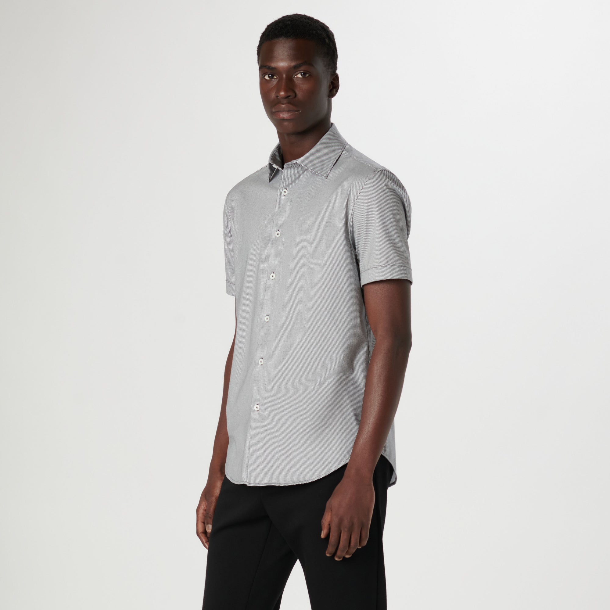 Miles Diagonal Pin Stripe OoohCotton Short Sleeve Shirt