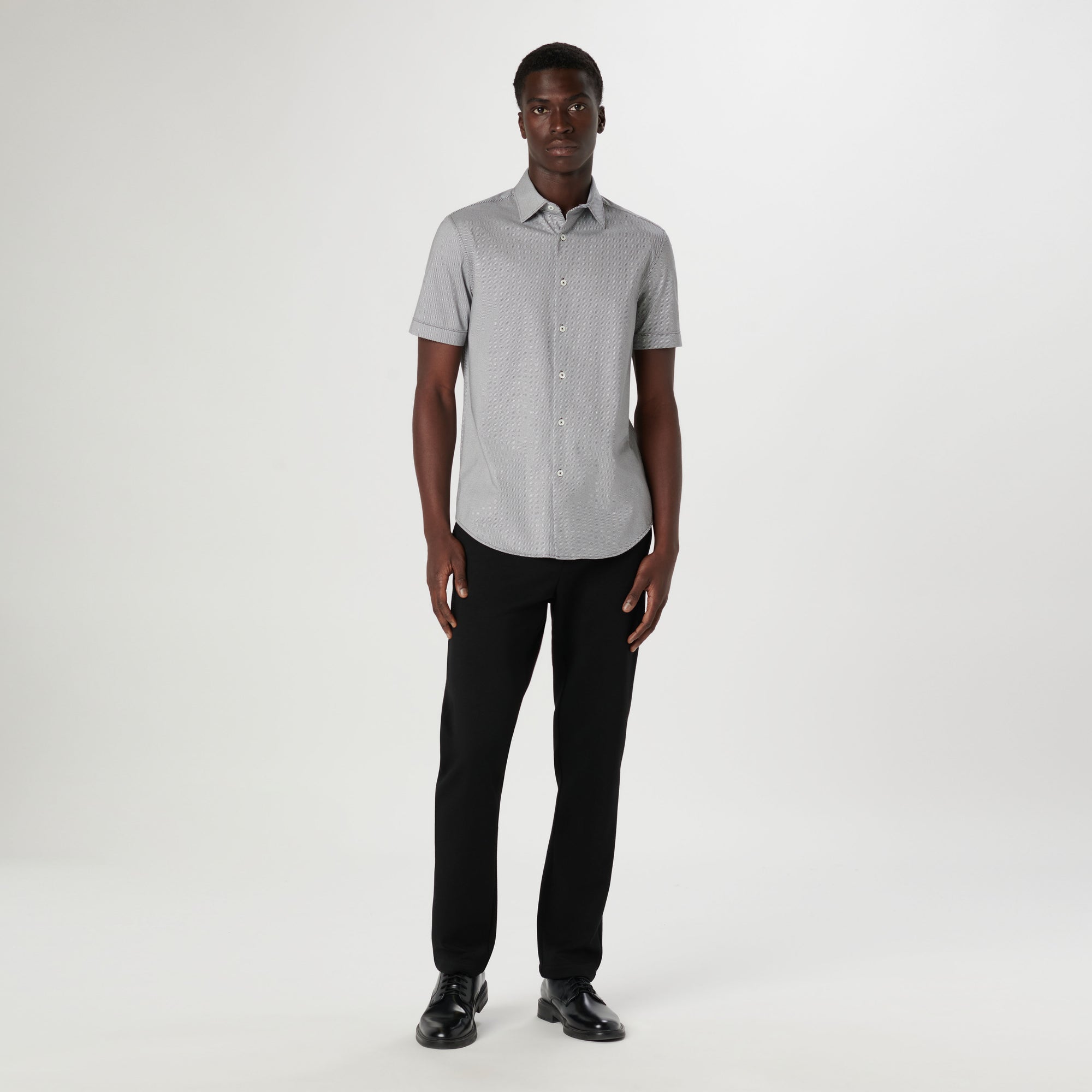 Miles Diagonal Pin Stripe OoohCotton Short Sleeve Shirt