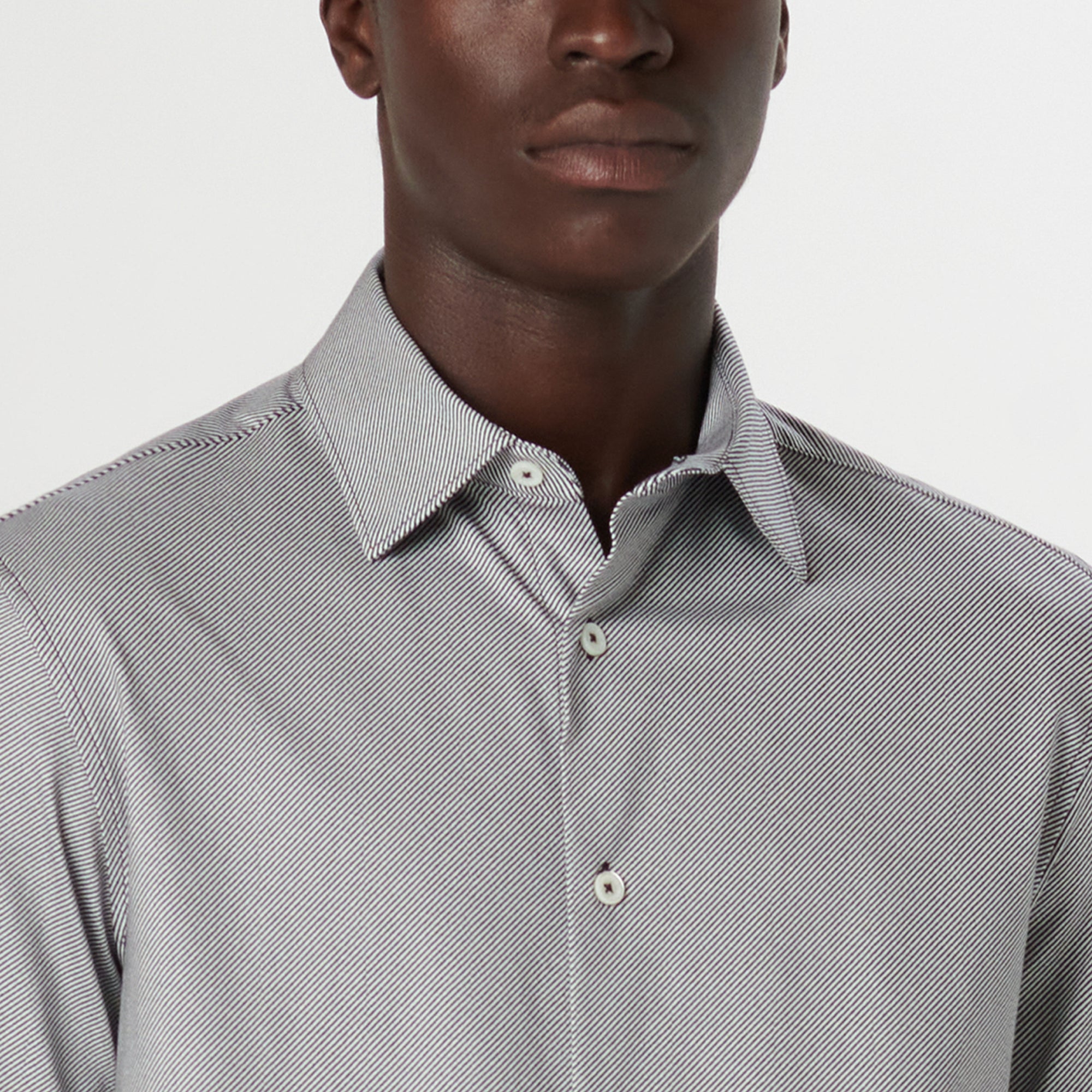Miles Diagonal Pin Stripe OoohCotton Short Sleeve Shirt