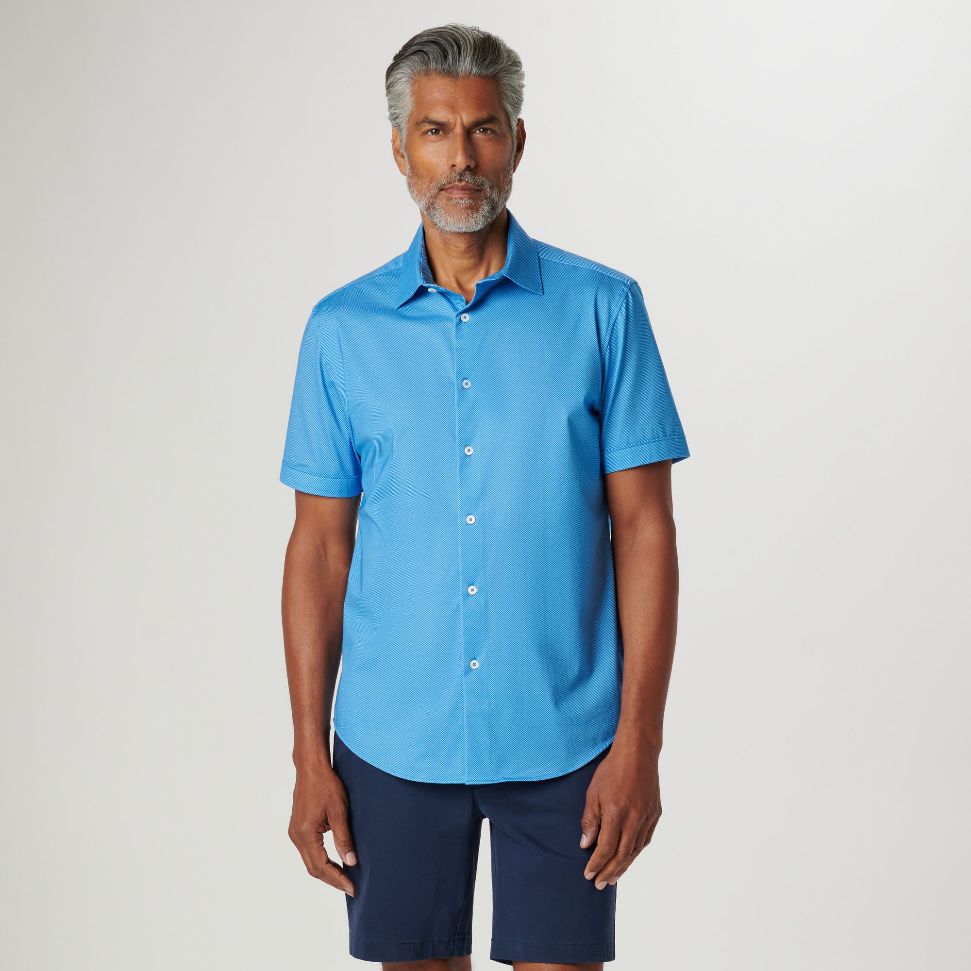 Miles Diagonal Pin Stripe OoohCotton Short Sleeve Shirt