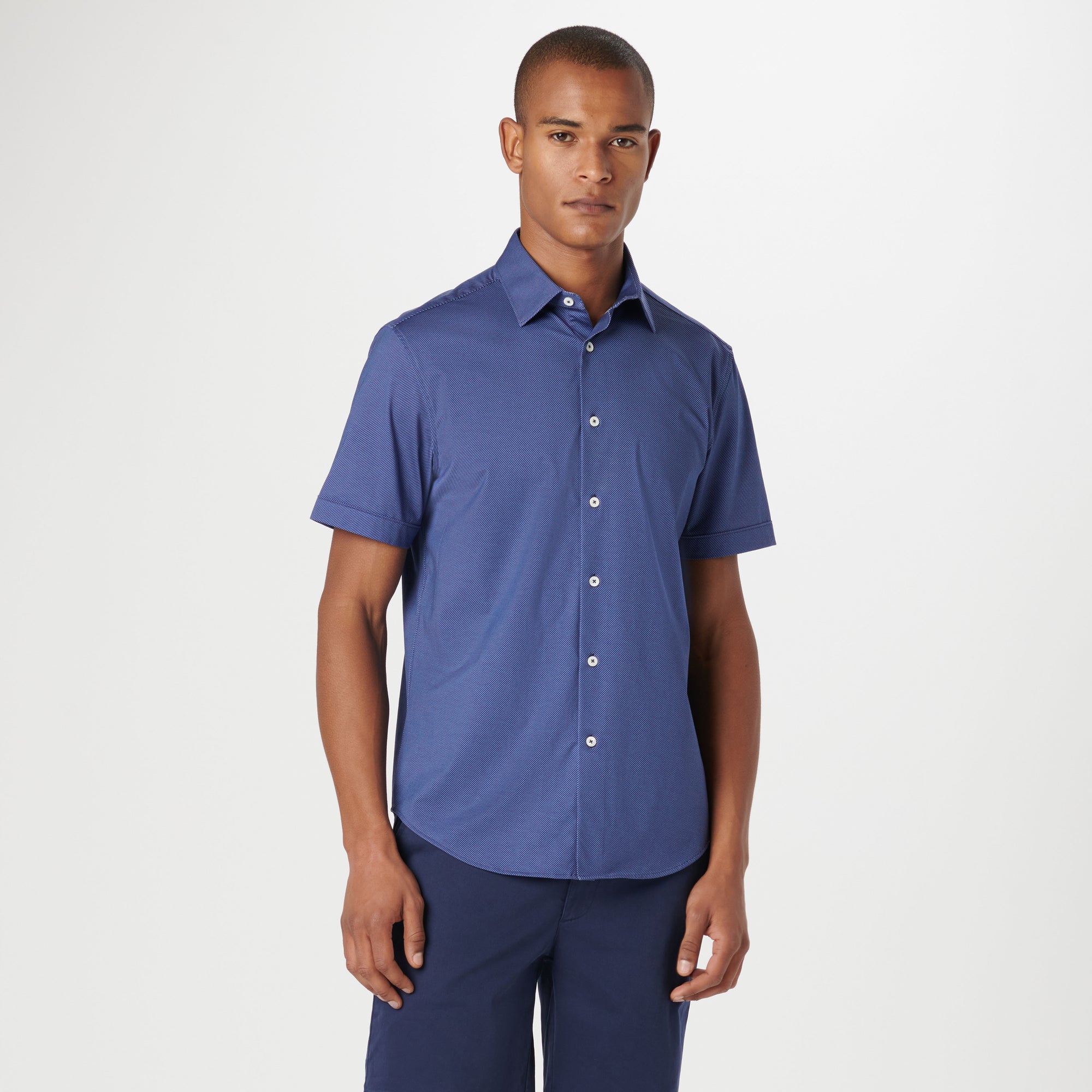 Miles Diagonal Pin Stripe OoohCotton Short Sleeve Shirt