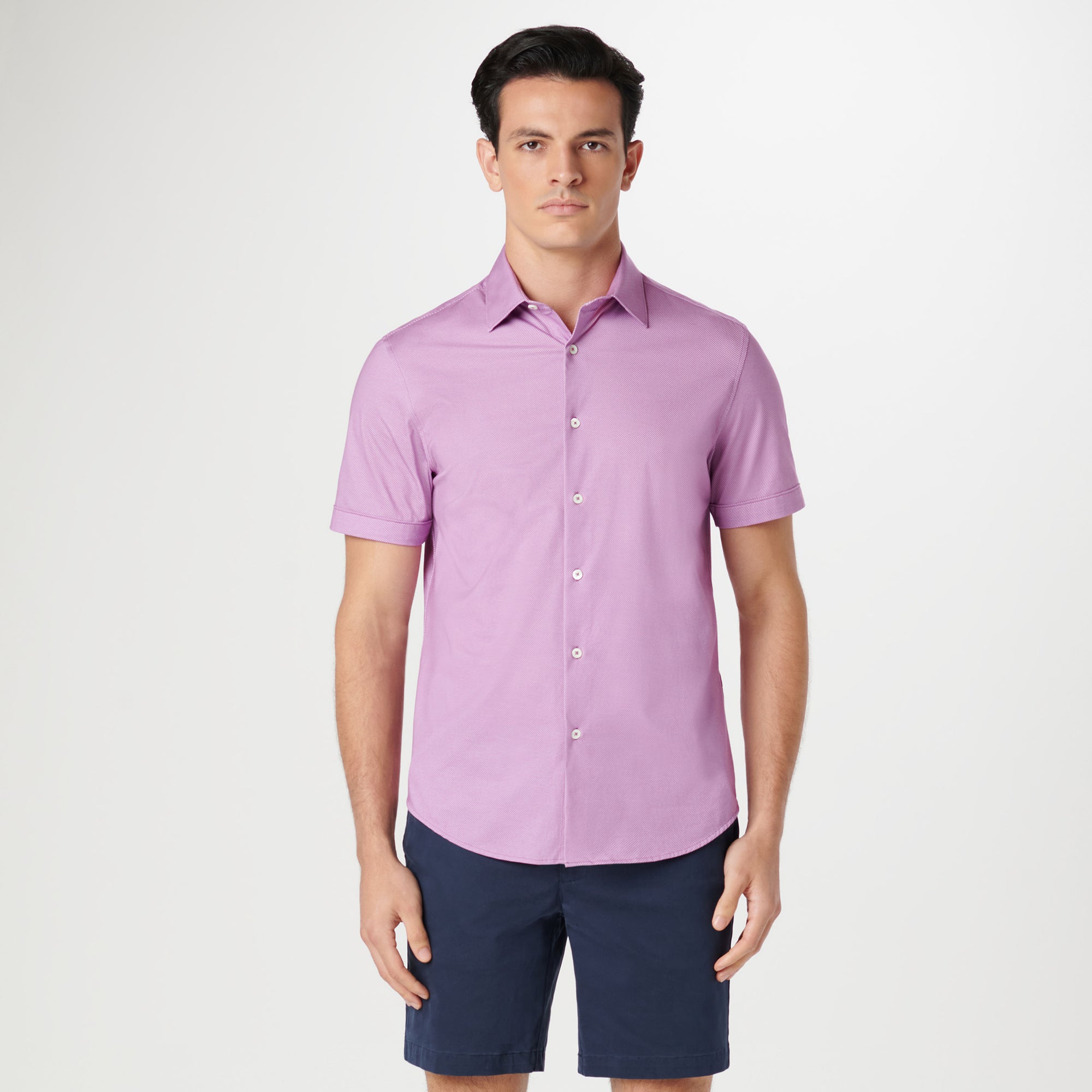 Miles Diagonal Pin Stripe OoohCotton Short Sleeve Shirt