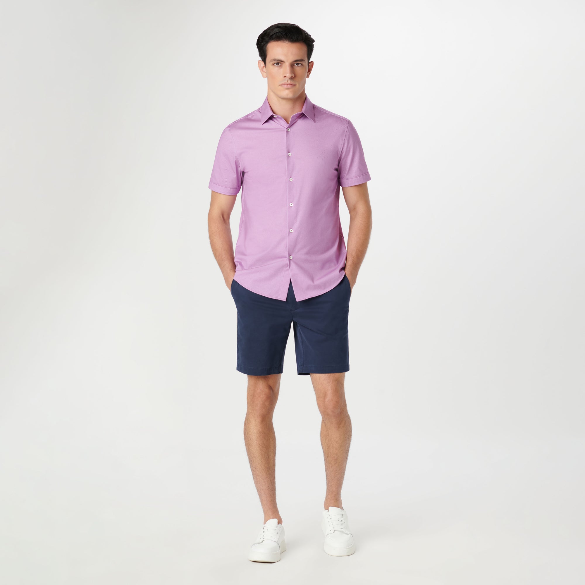 Miles Diagonal Pin Stripe OoohCotton Short Sleeve Shirt
