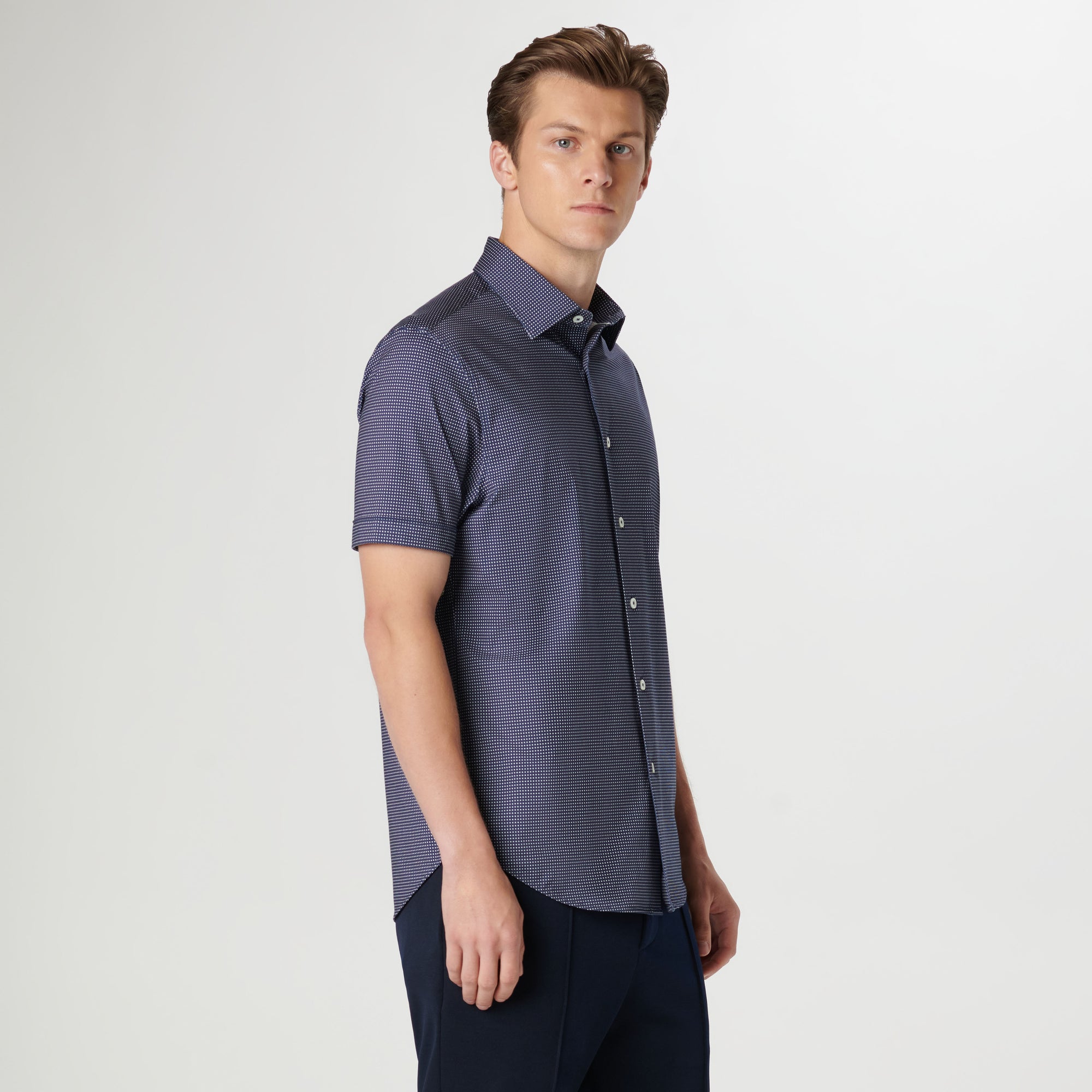 Miles Pin Dot OoohCotton Short Sleeve Shirt